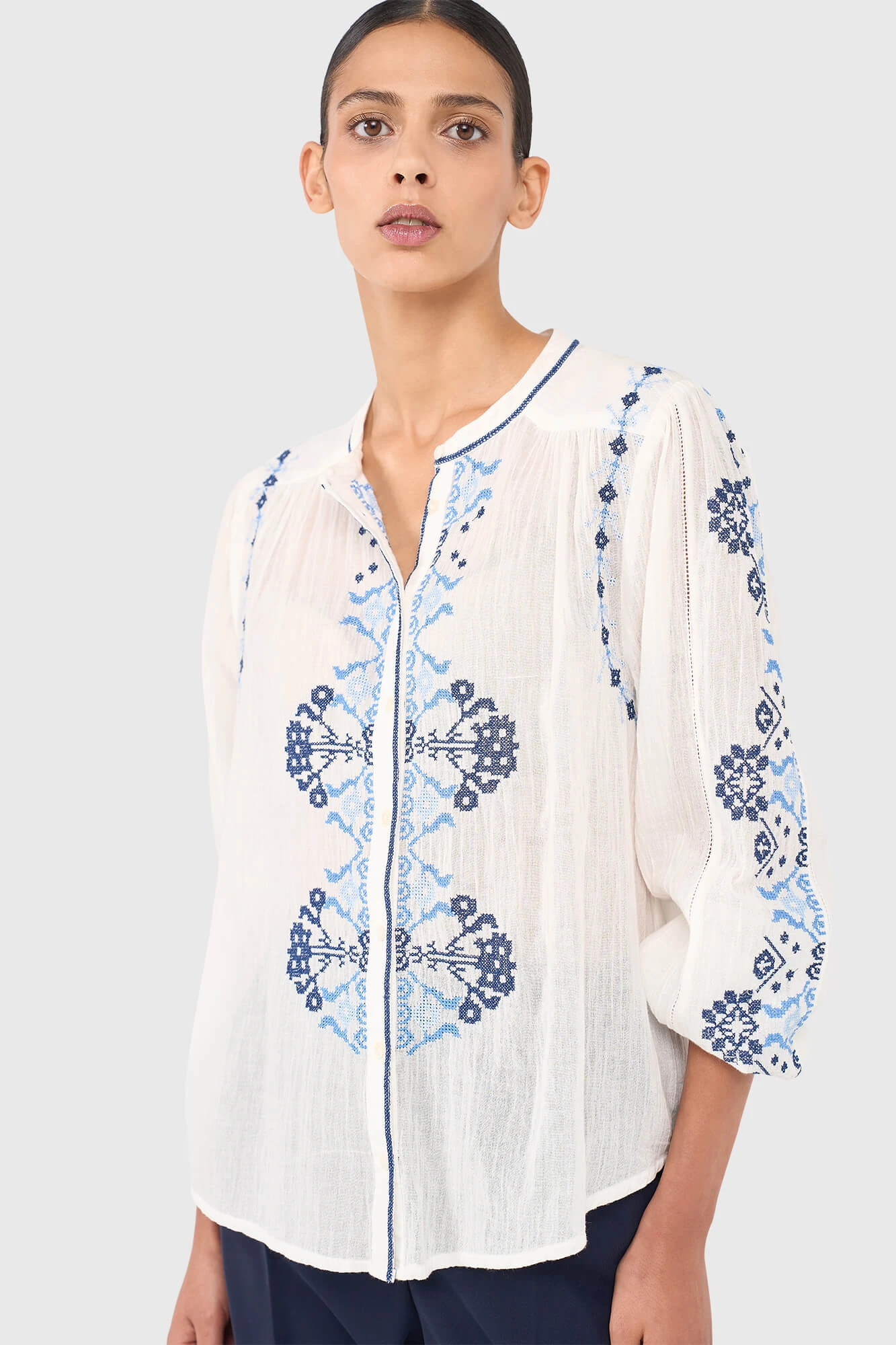 Austin Blouse Wit Blauw