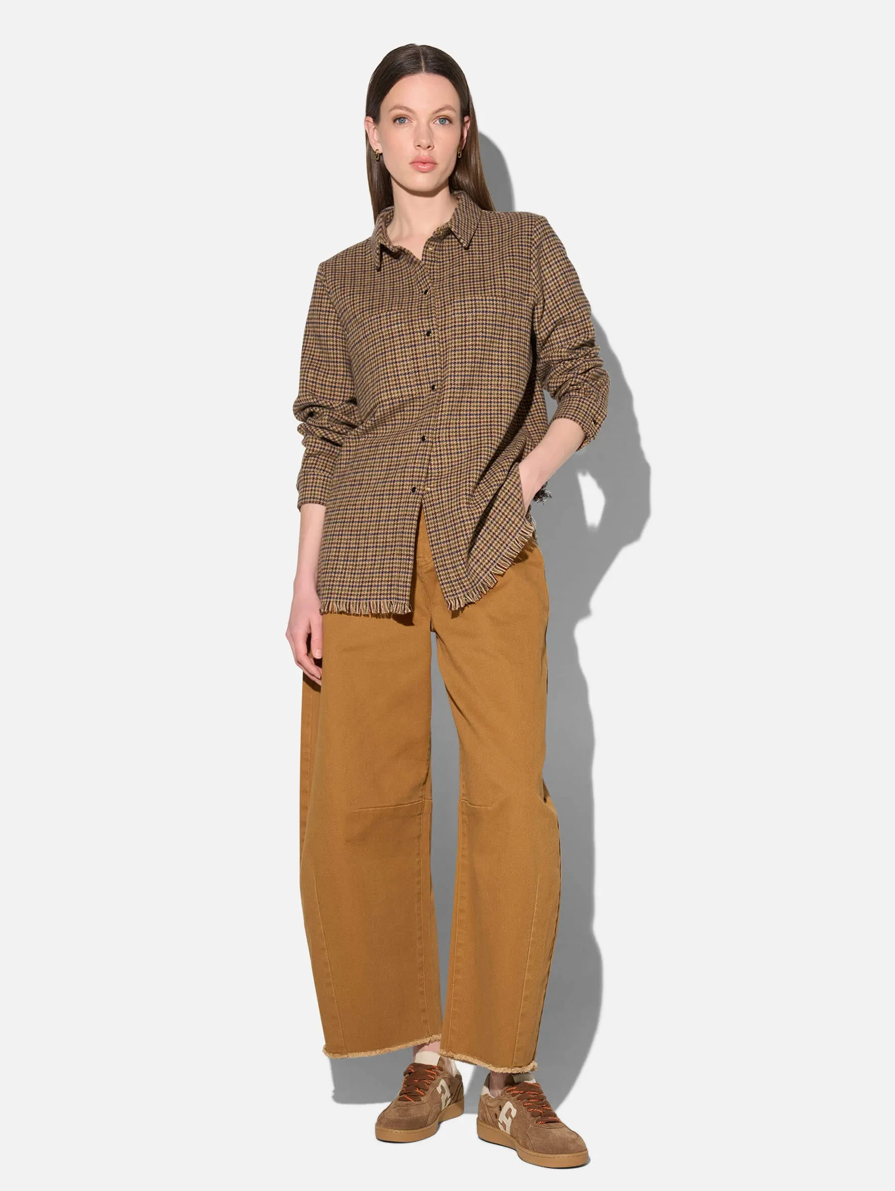 Blouse Dames Bruin Ruit Shane
