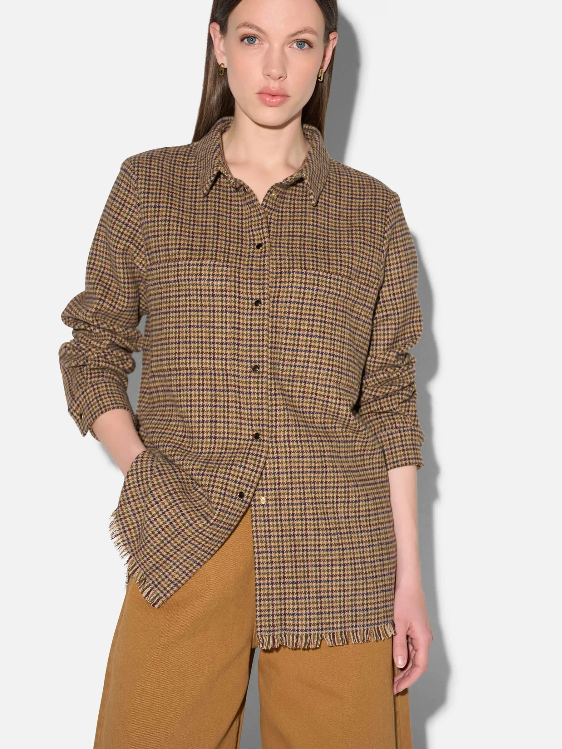 Blouse Dames Bruin Ruit Shane
