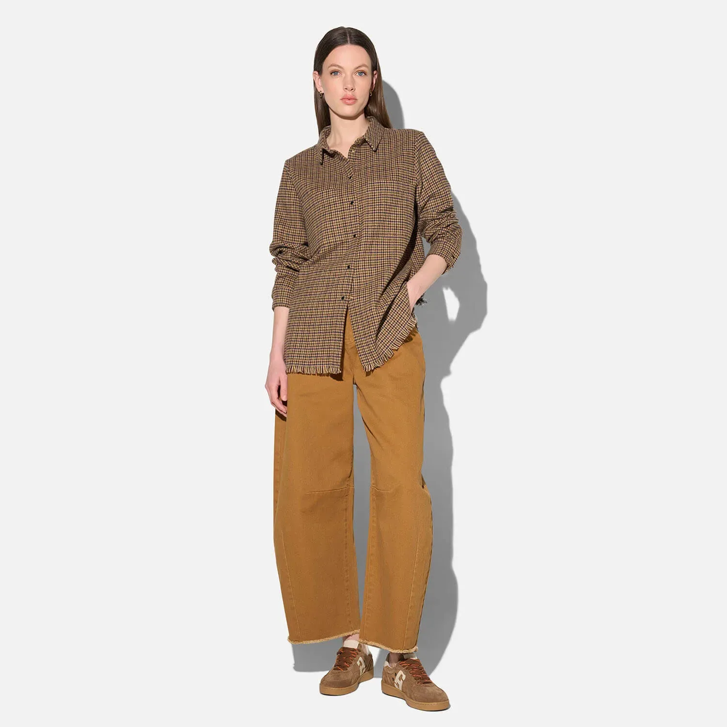 Blouse Dames Bruin Ruit Shane