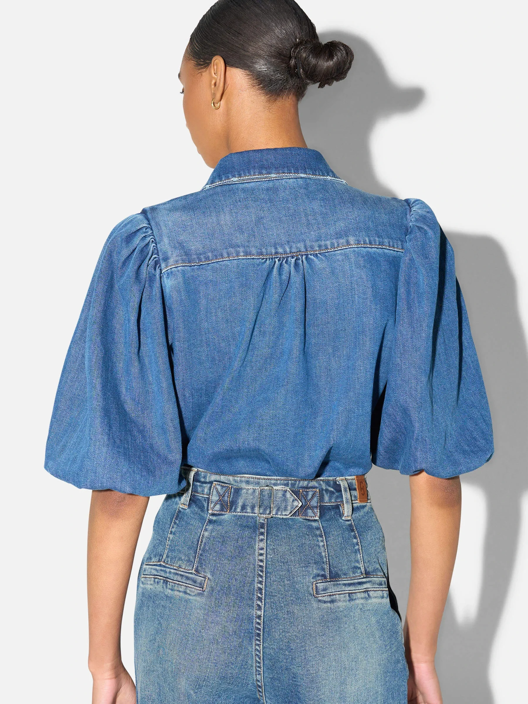 Blouse Dames Denim Pofmouw Lars Blauw 258