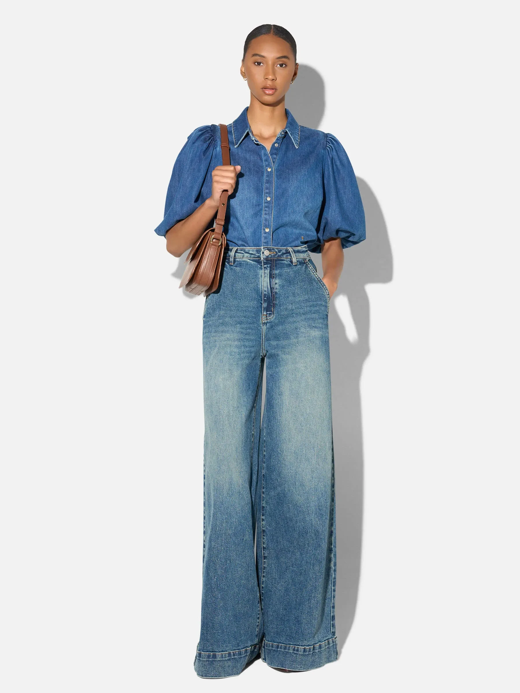 Blouse Dames Denim Pofmouw Lars Blauw 258