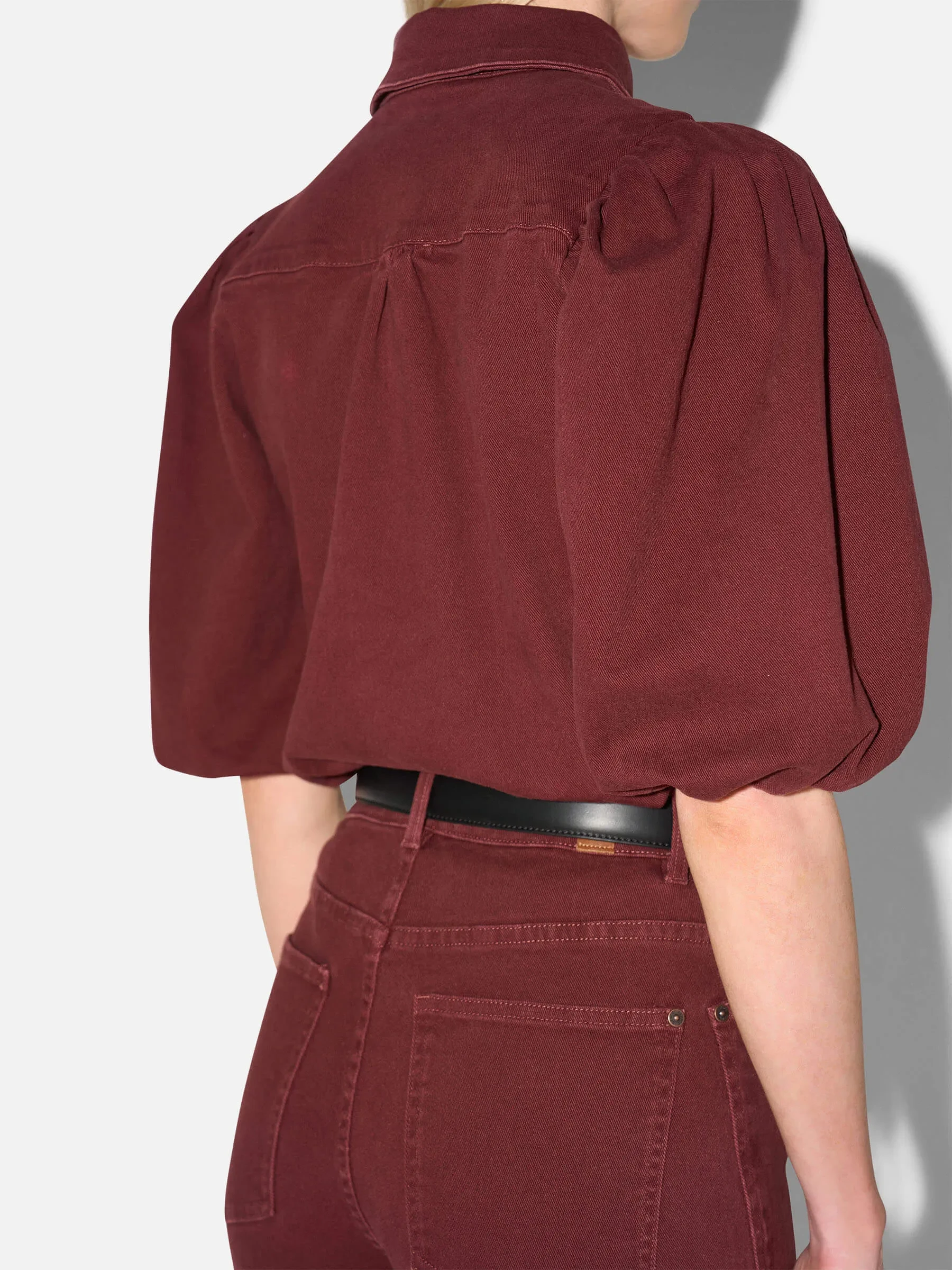 Blouse Dames Denim Pofmouw Lars Burgundy