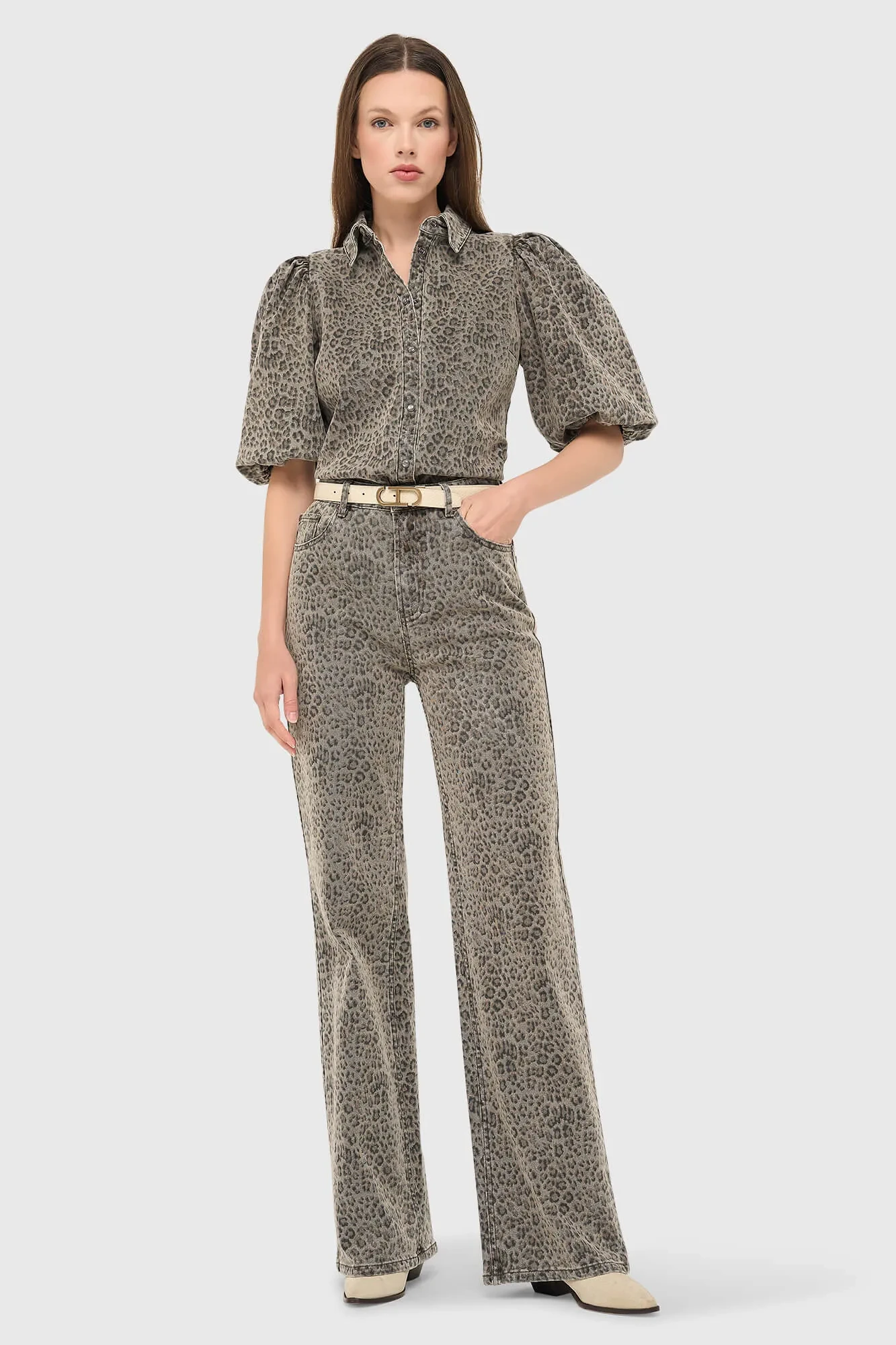 Blouse Dames Denim Pofmouw Lars Panterprint