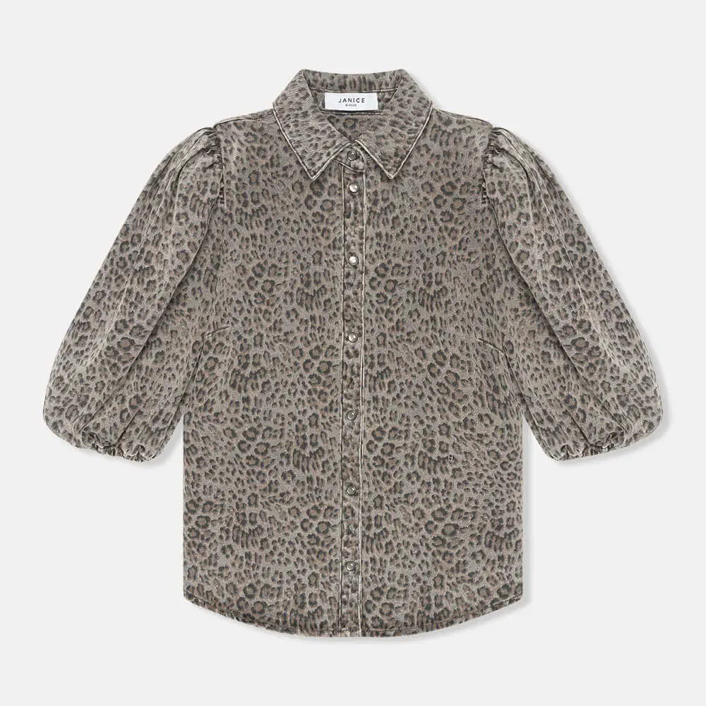 Blouse Dames Denim Pofmouw Lars Panterprint