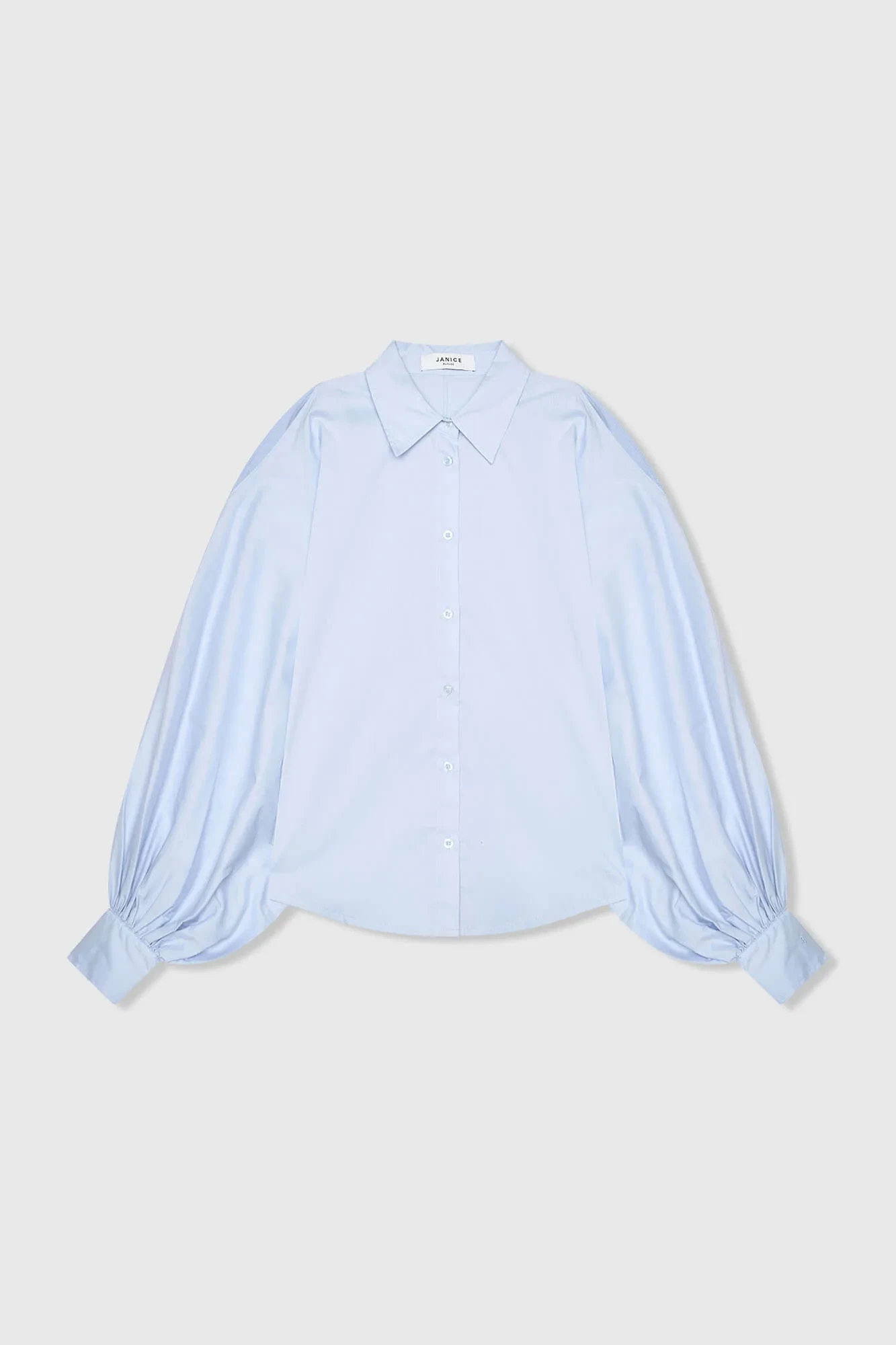 Blouse Dames Katoen Blauw Stone Pofmouw Cut Out
