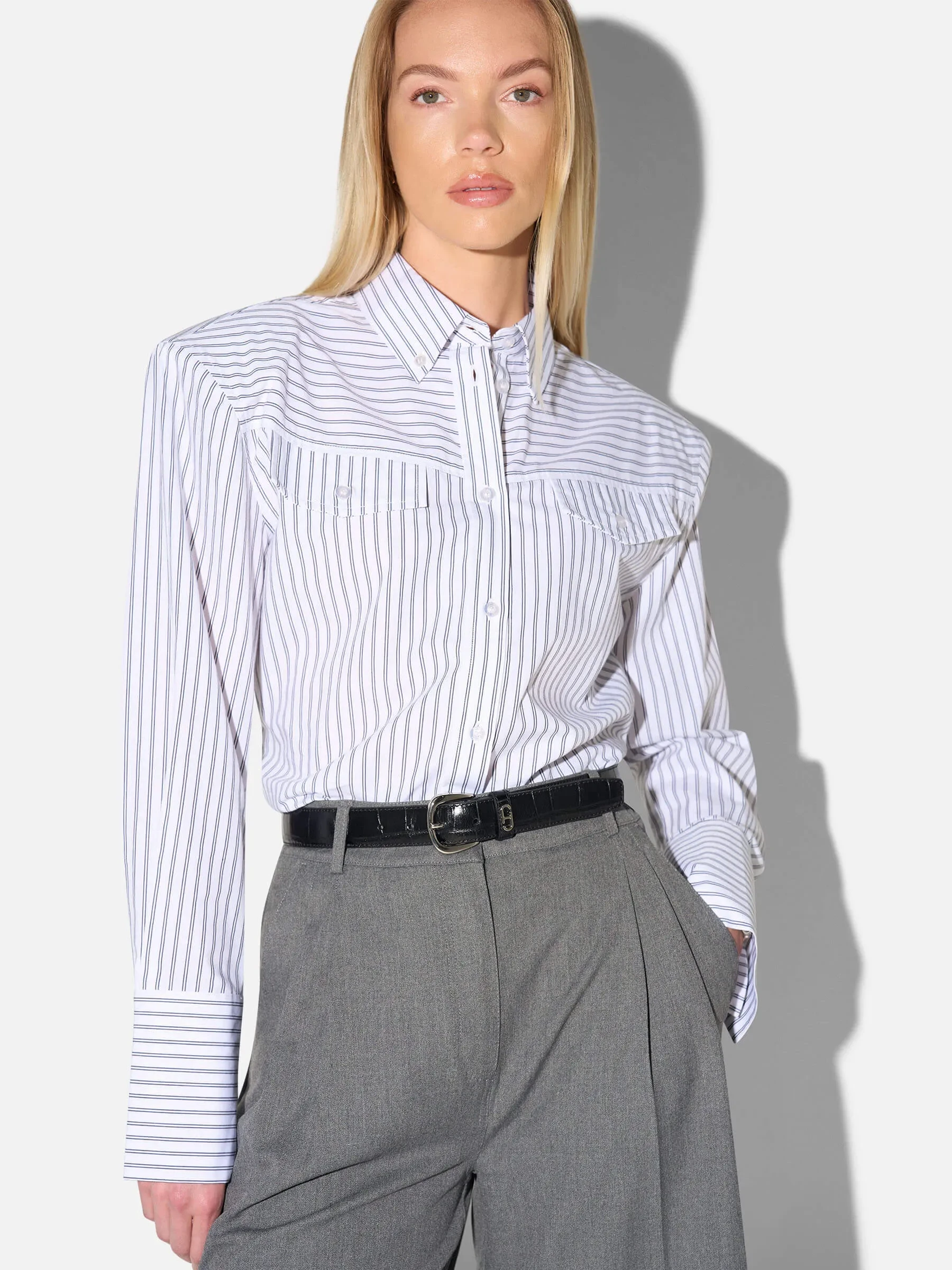 Blouse Dames Katoen Knoopjes Zwart Wit Gestreept Rix