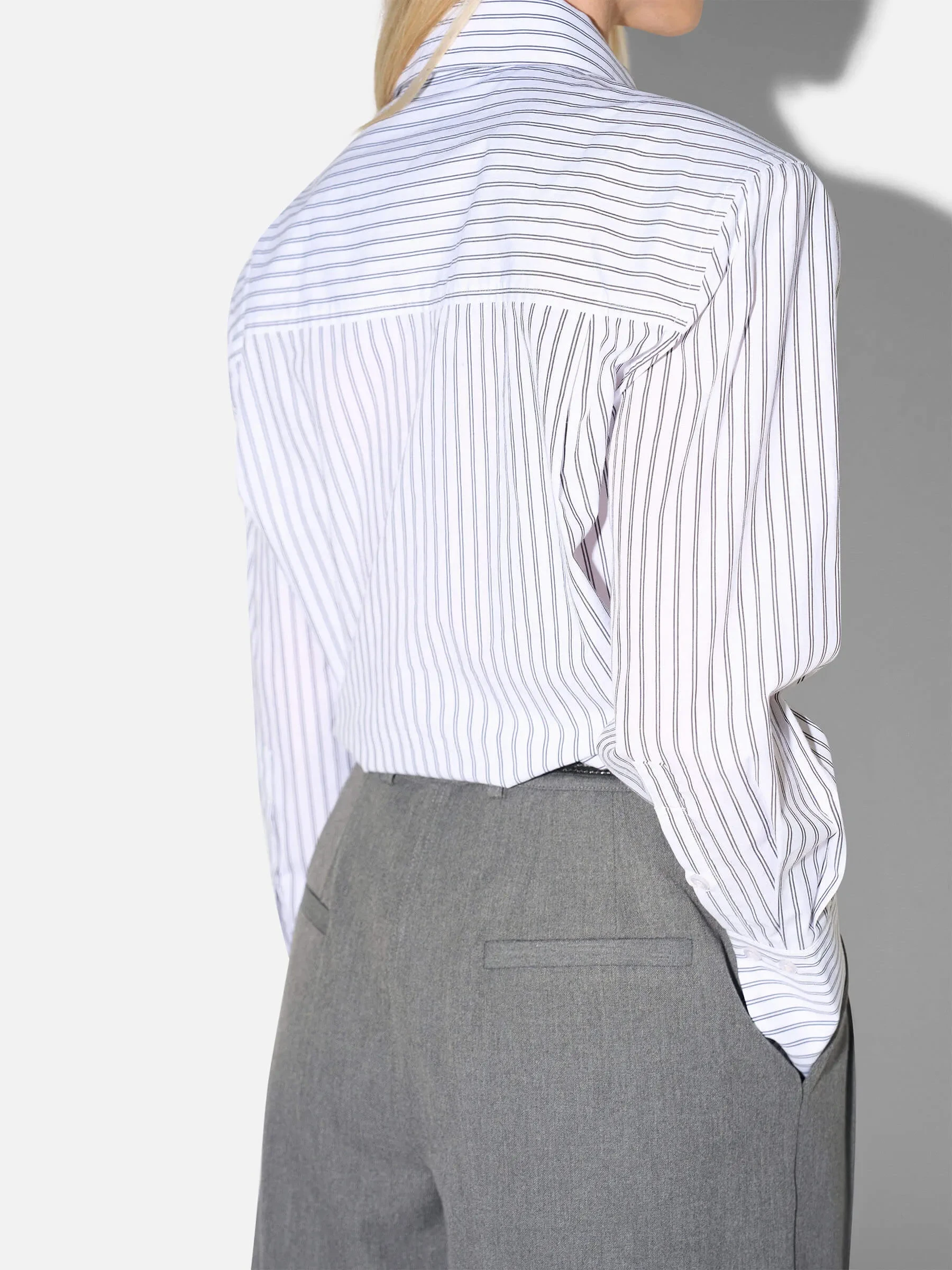 Blouse Dames Katoen Knoopjes Zwart Wit Gestreept Rix