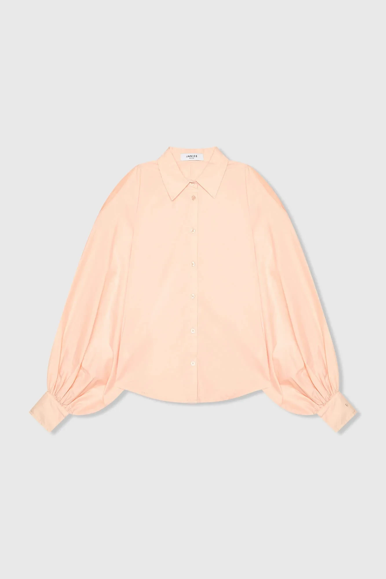 Blouse Dames Katoen Peach Tone Pofmouw Cut Out