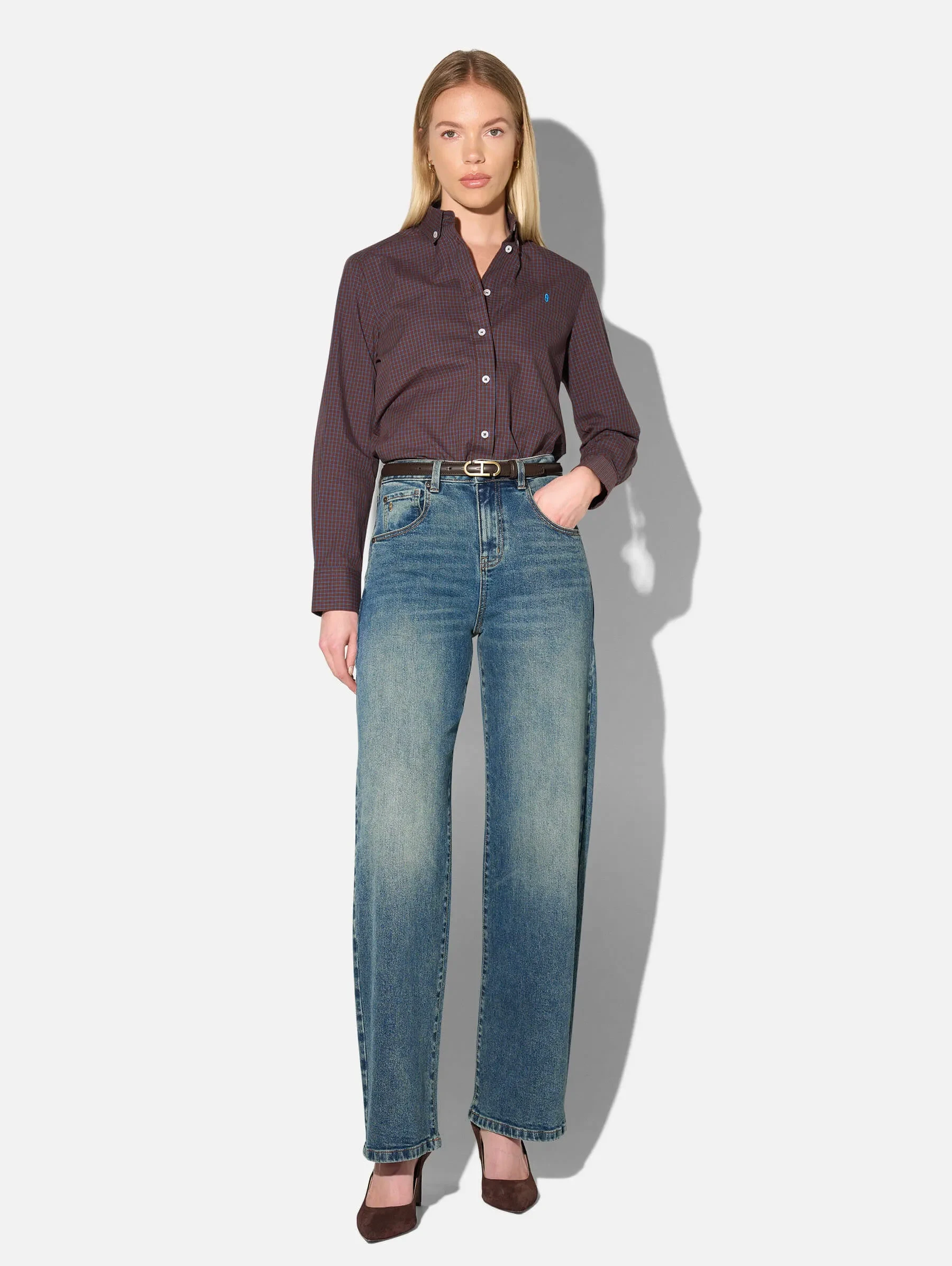 Blouse Dames Katoen Ruit Clint Bruin