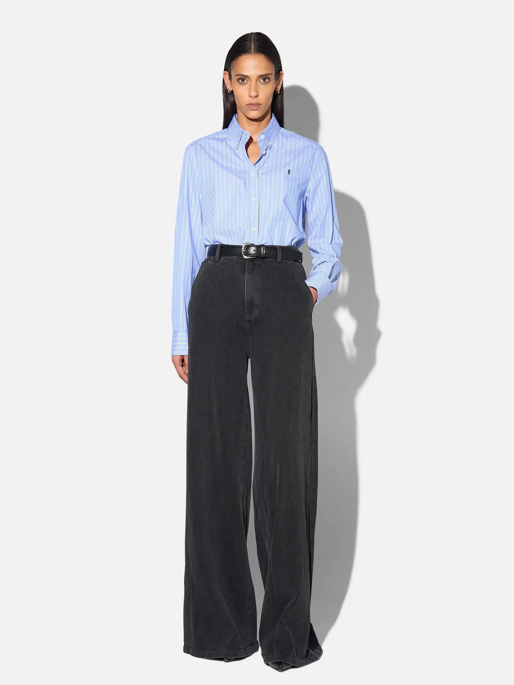 Blouse Dames Katoen Strepen Clint Blauw