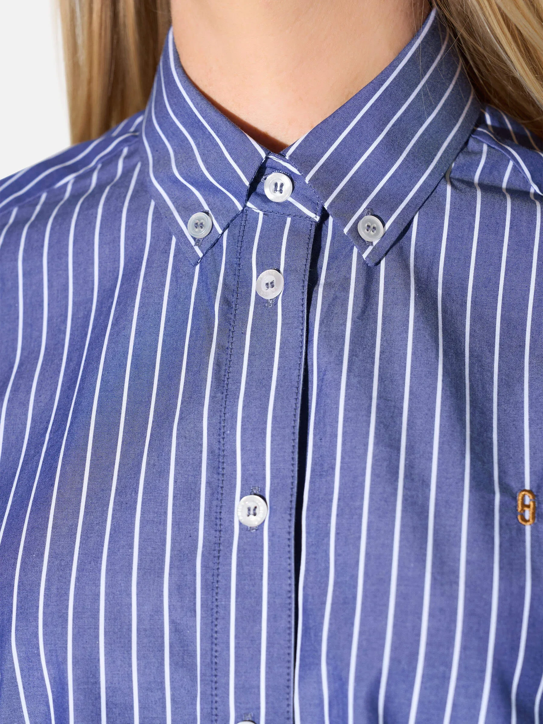 Blouse Dames Katoen Strepen Clint Donker Blauw