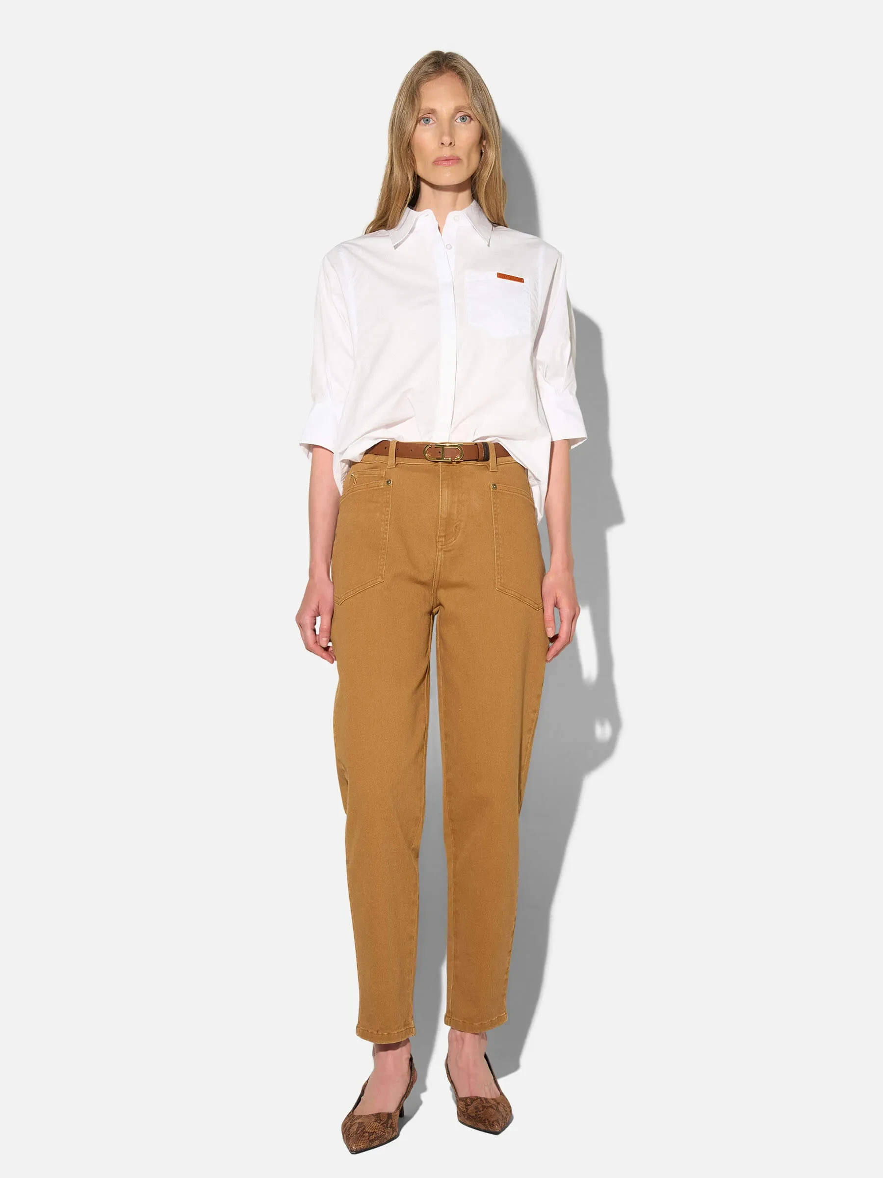 Blouse Dames Korte Mouw Katoen Wit Seattle