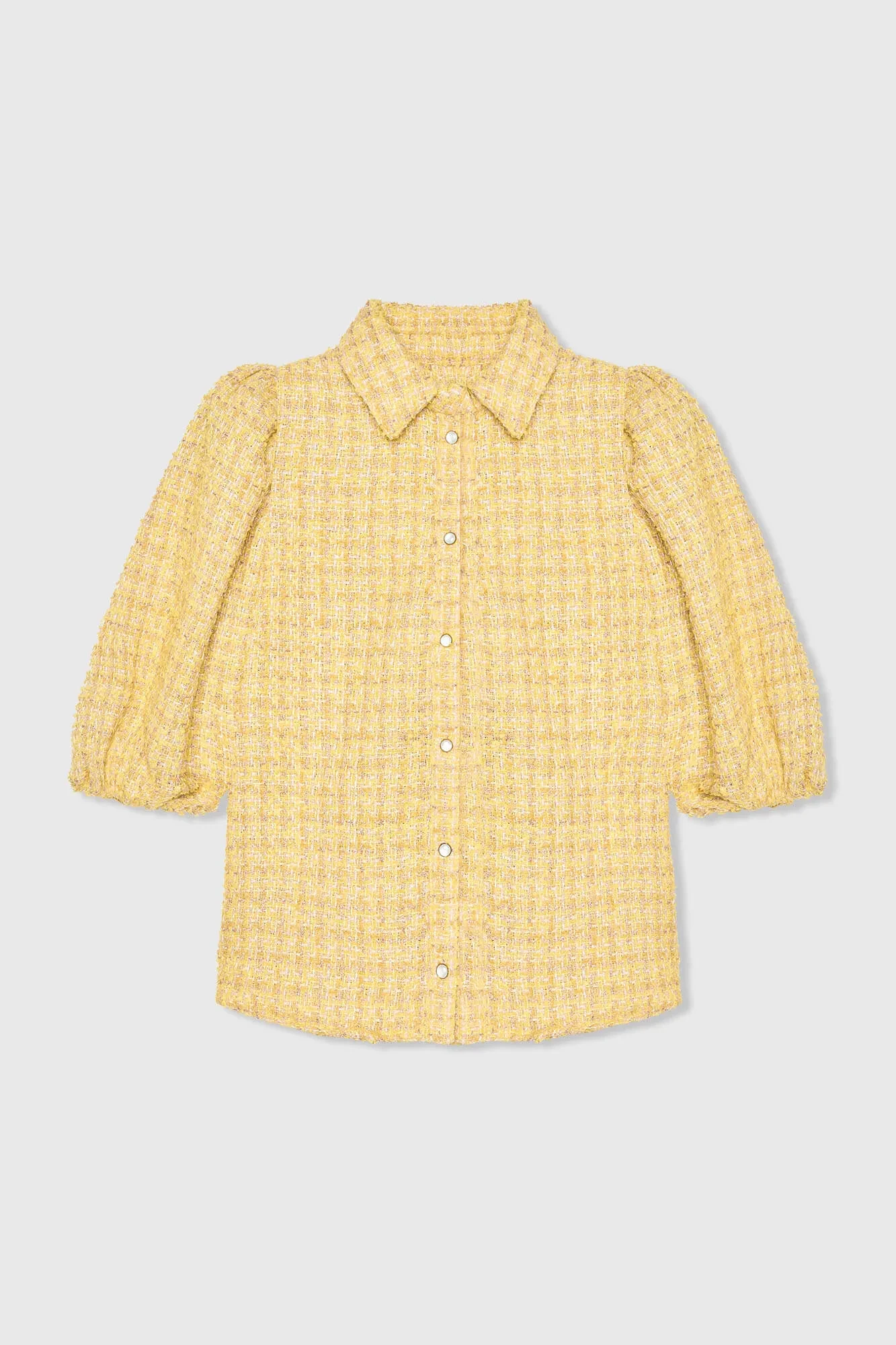 Blouse Dames Pof Mouw Tweed Lars Geel