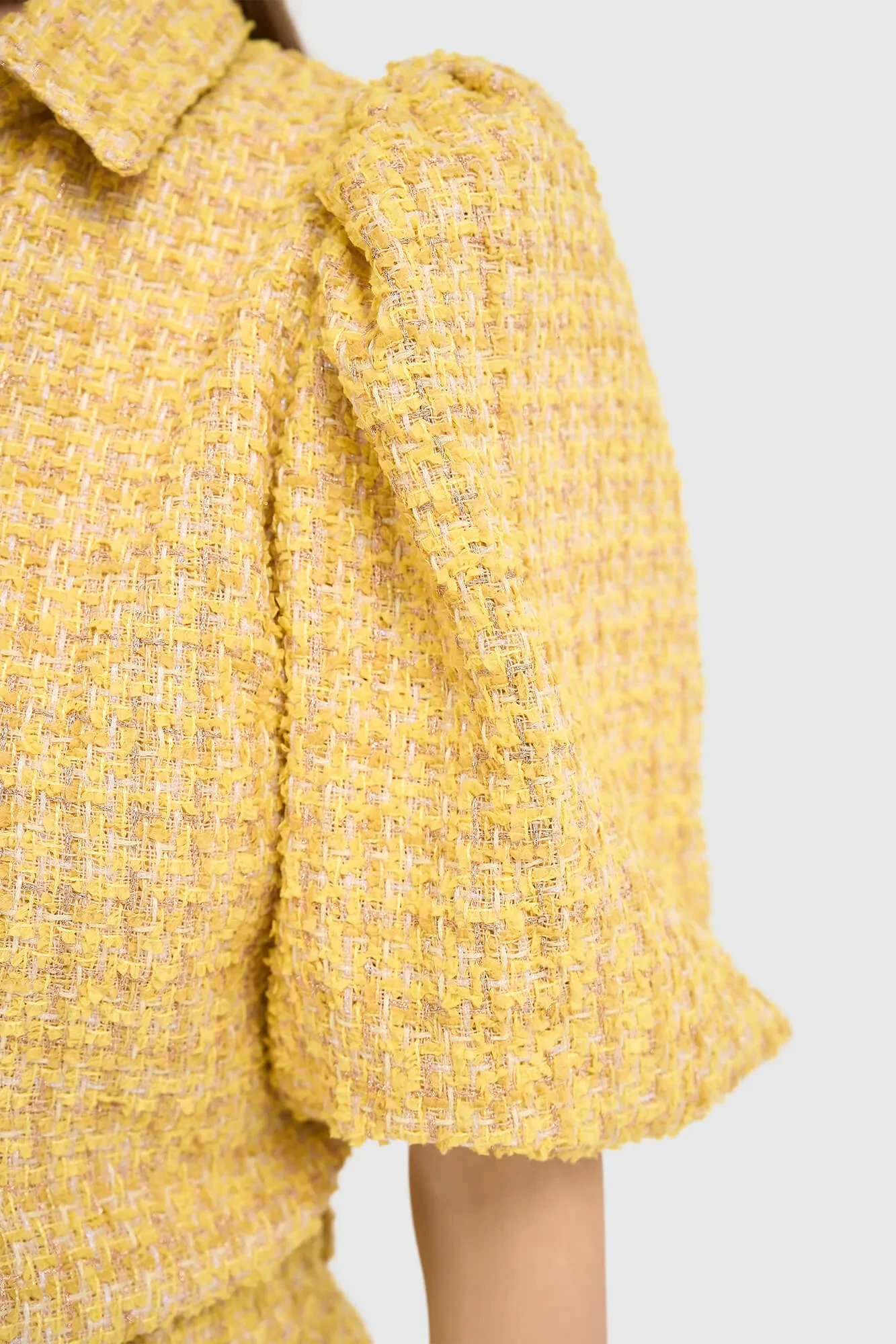 Blouse Dames Pof Mouw Tweed Lars Geel