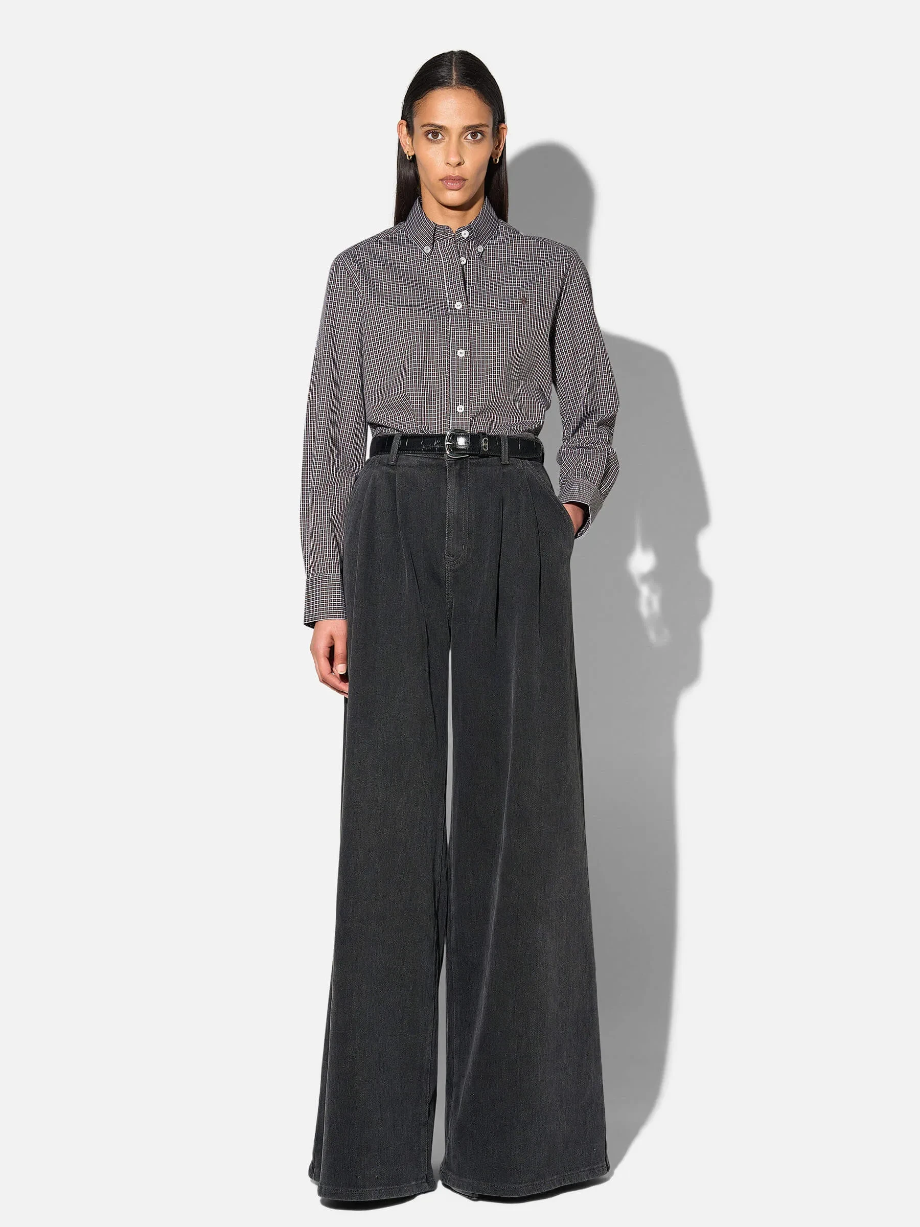 Blouse Dames Ruiten Katoen Knoopjes Clint Zwart