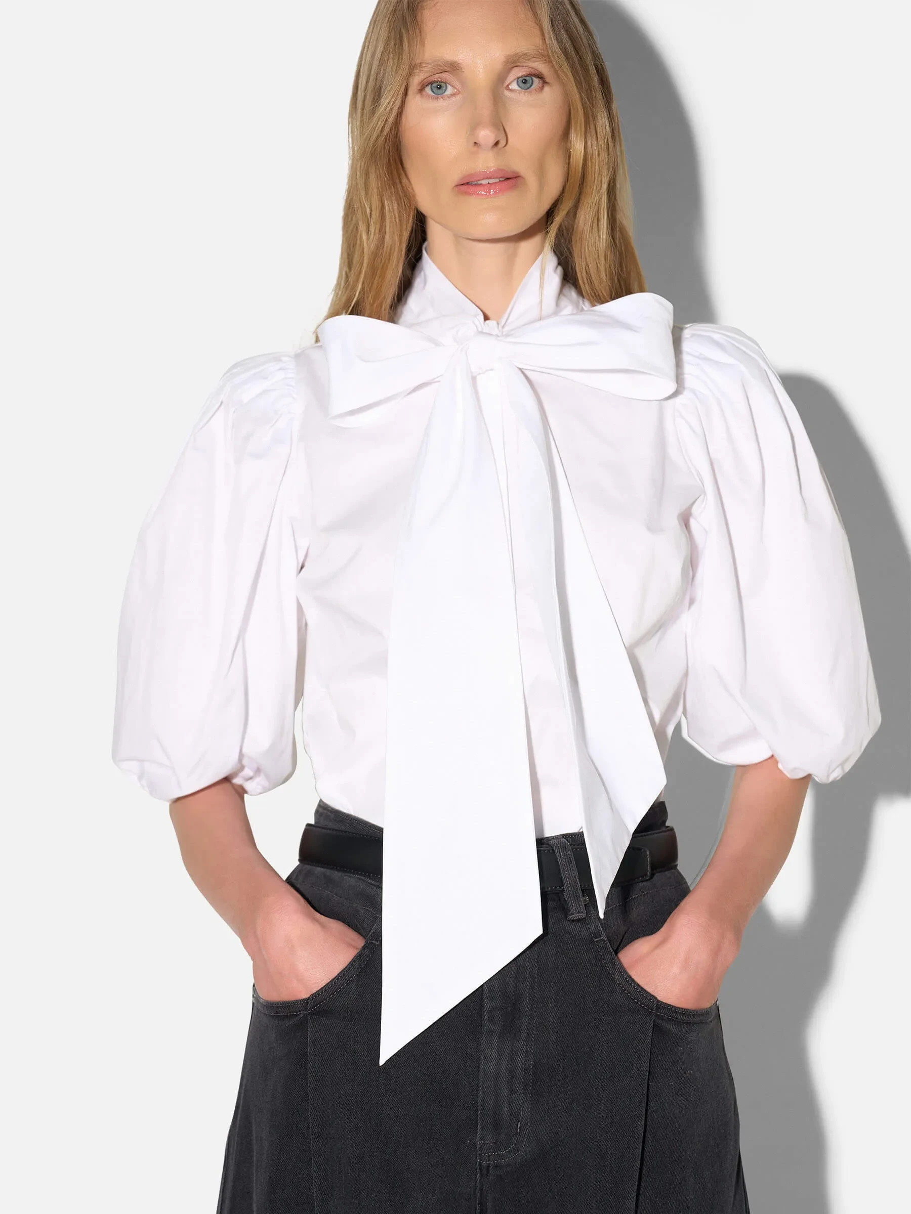 Blouse Dames Strik Katoen Wit Lars