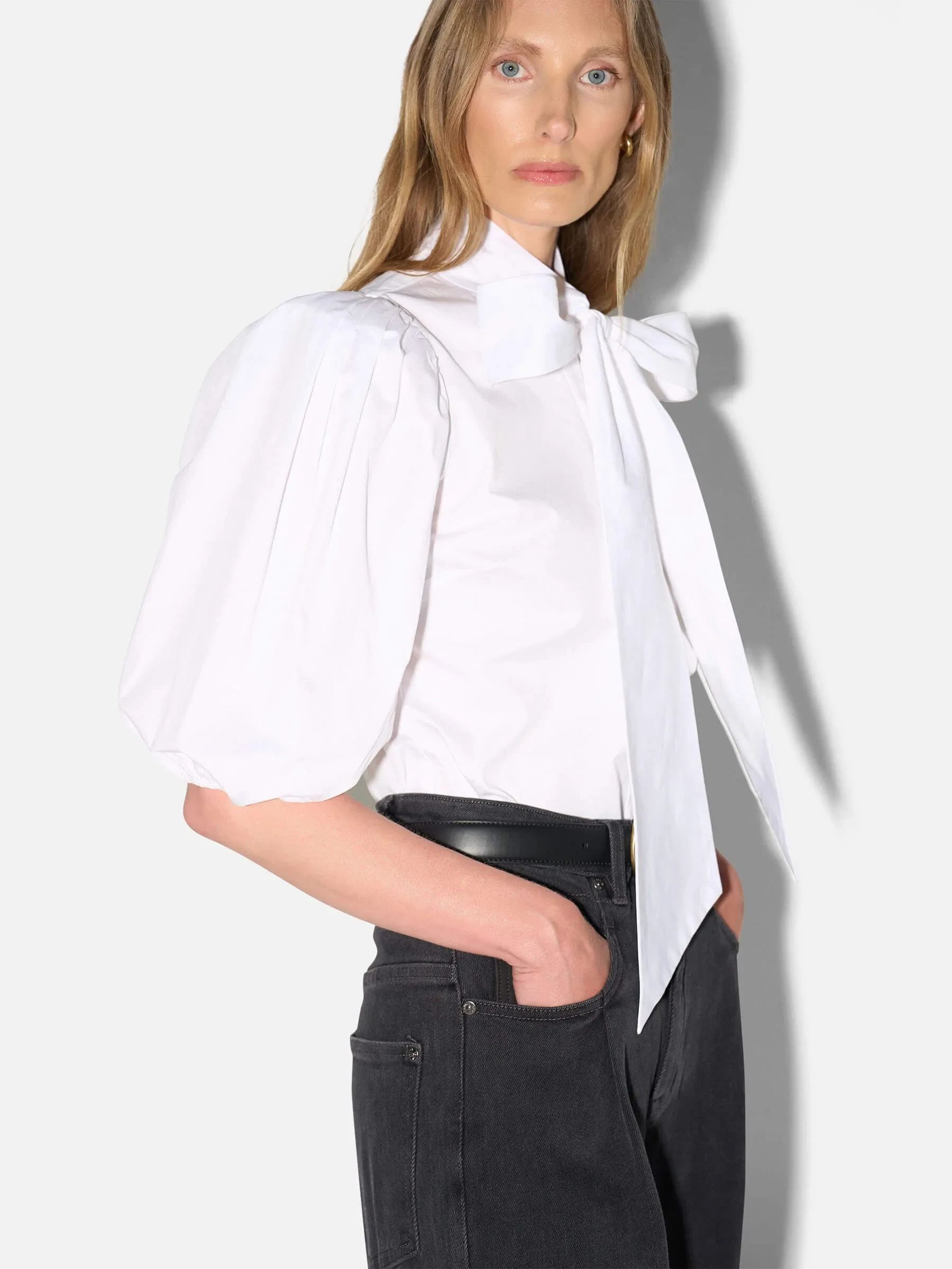 Blouse Dames Strik Katoen Wit Lars