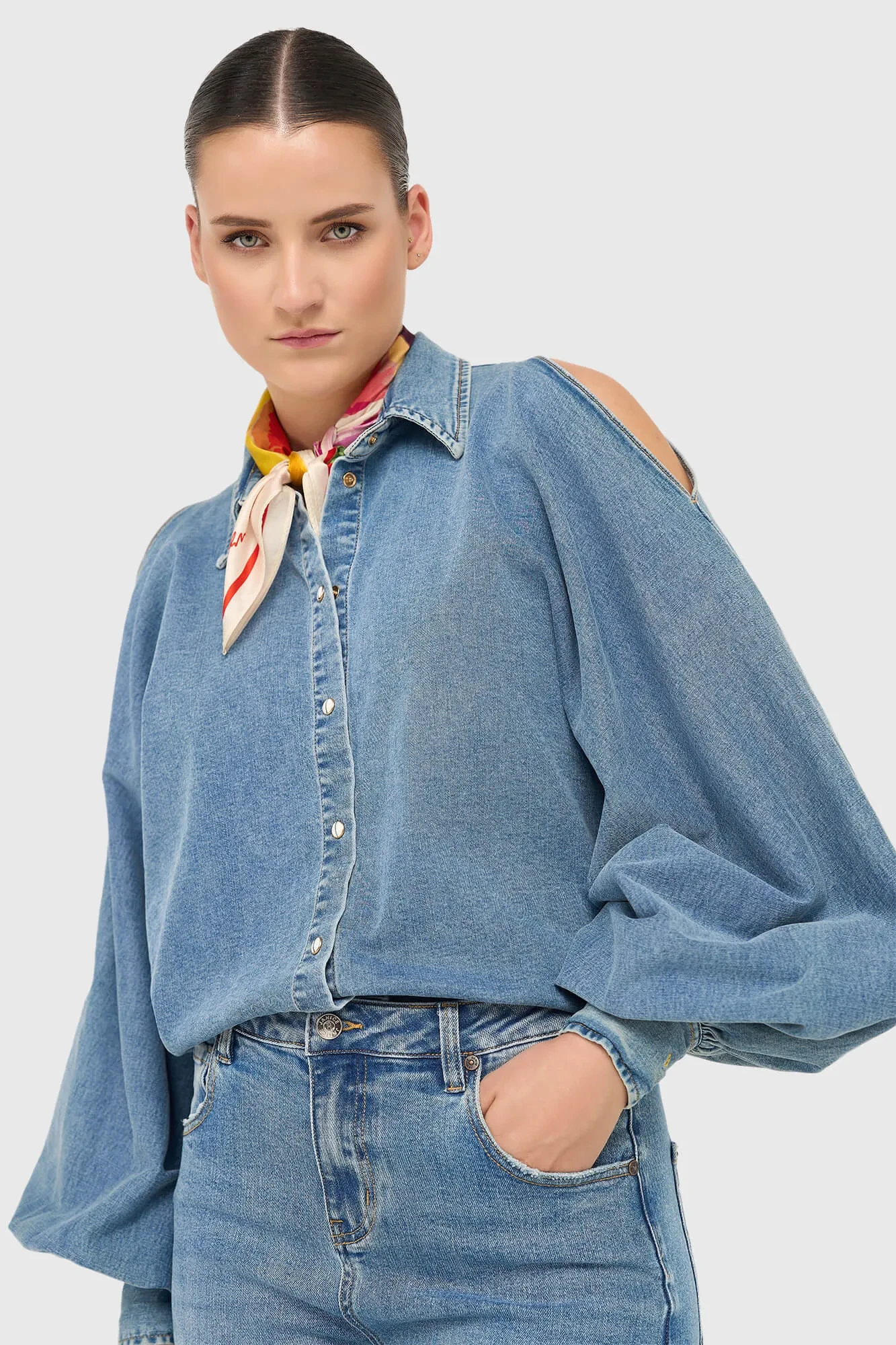 Blouse Dames Wijde Mouw Pof Stone 786