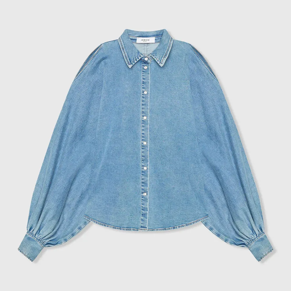 Blouse Dames Wijde Mouw Pof Stone 786