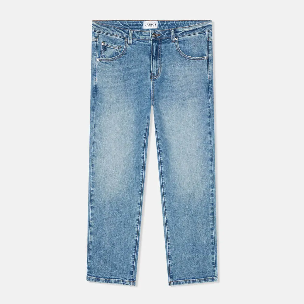 Boyfriend Jeans Dames Mid Rise Blauw 379 Bailey
