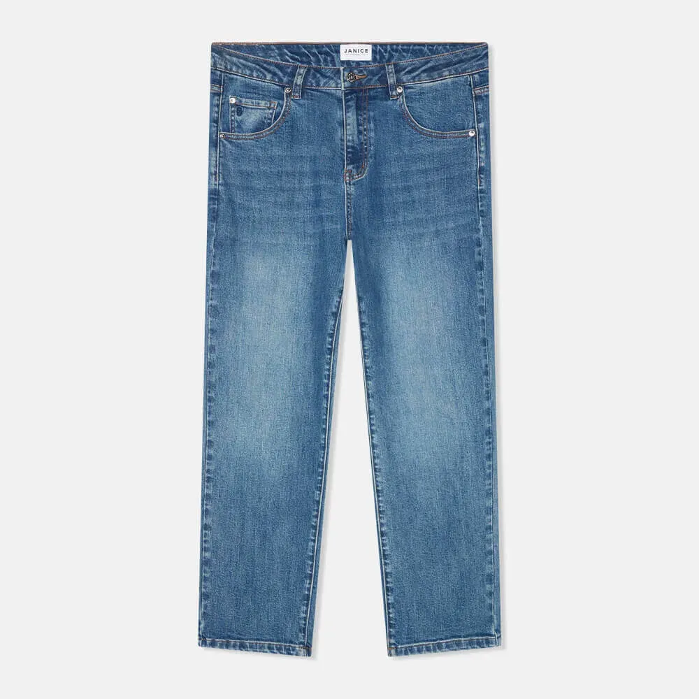 Boyfriend Jeans Dames Mid Rise Blauw 932 Bailey