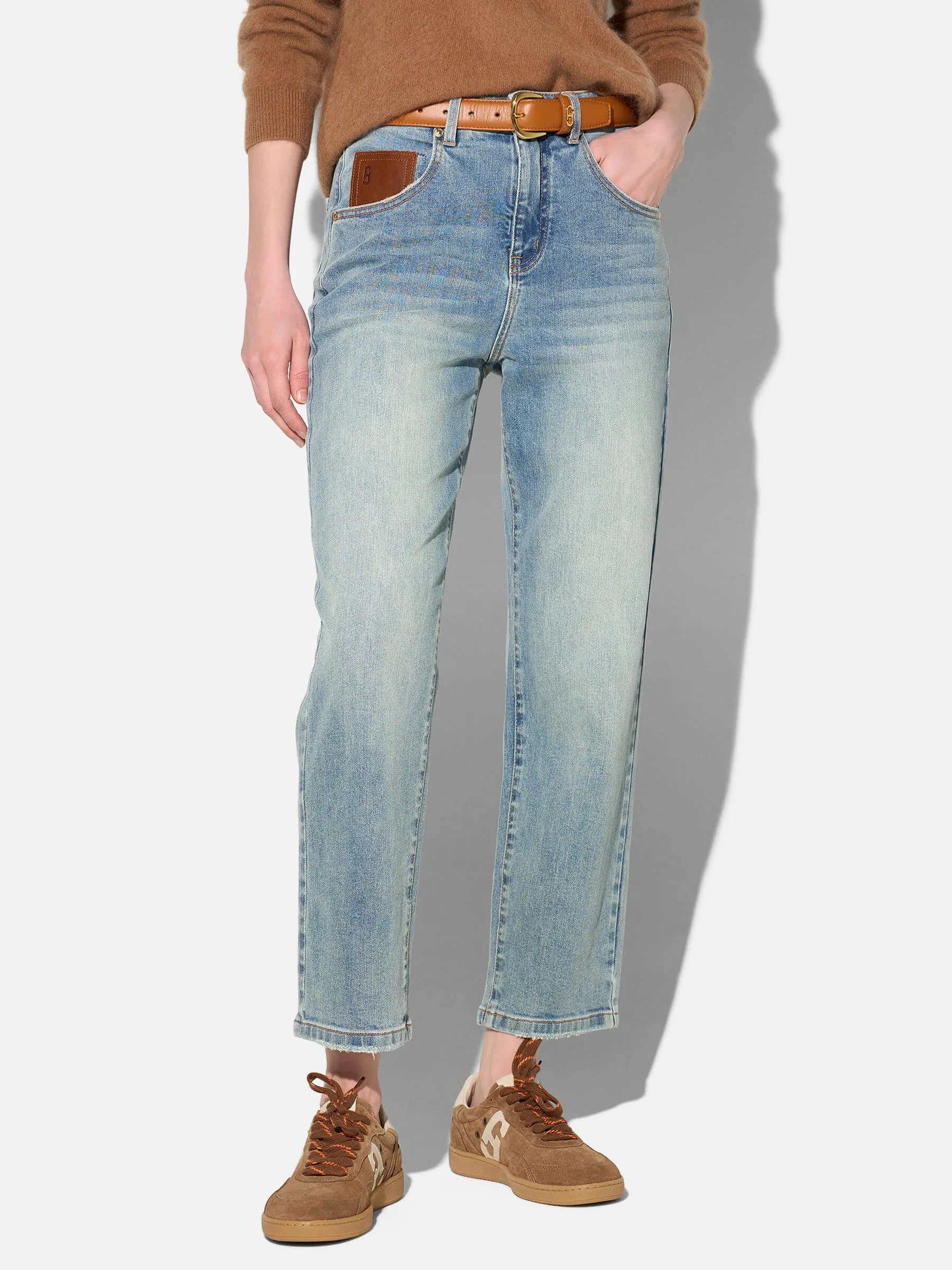 Boyfriend Jeans Dames Mid Rise Blauw Bailey 114
