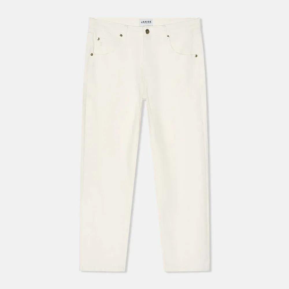 Boyfriend Jeans Dames Mid Rise Stretch Bailey Off White 264