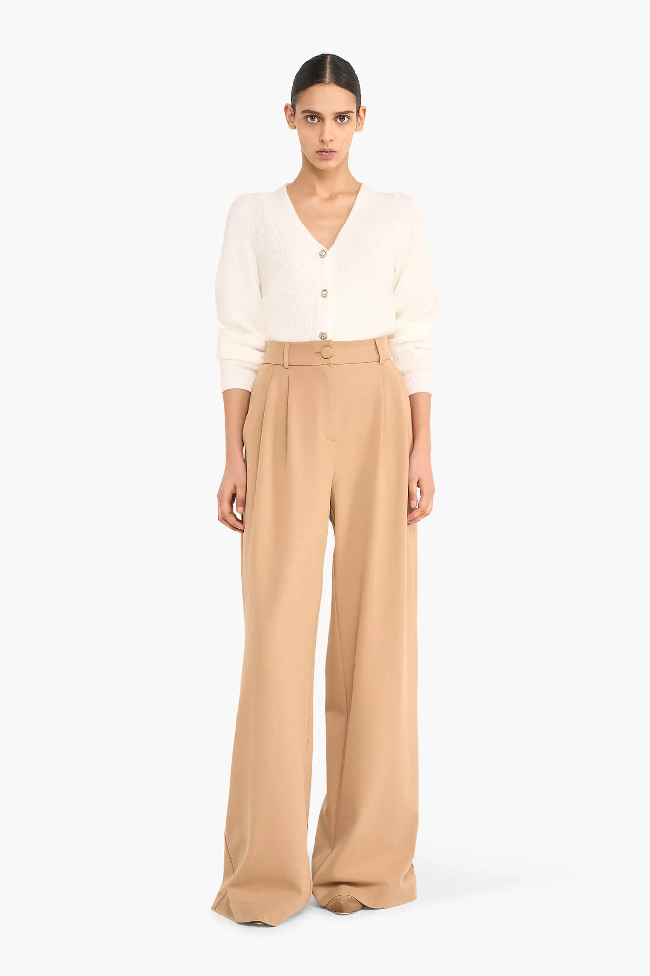 Broek Dames Wijde Pijp Dollar Beige