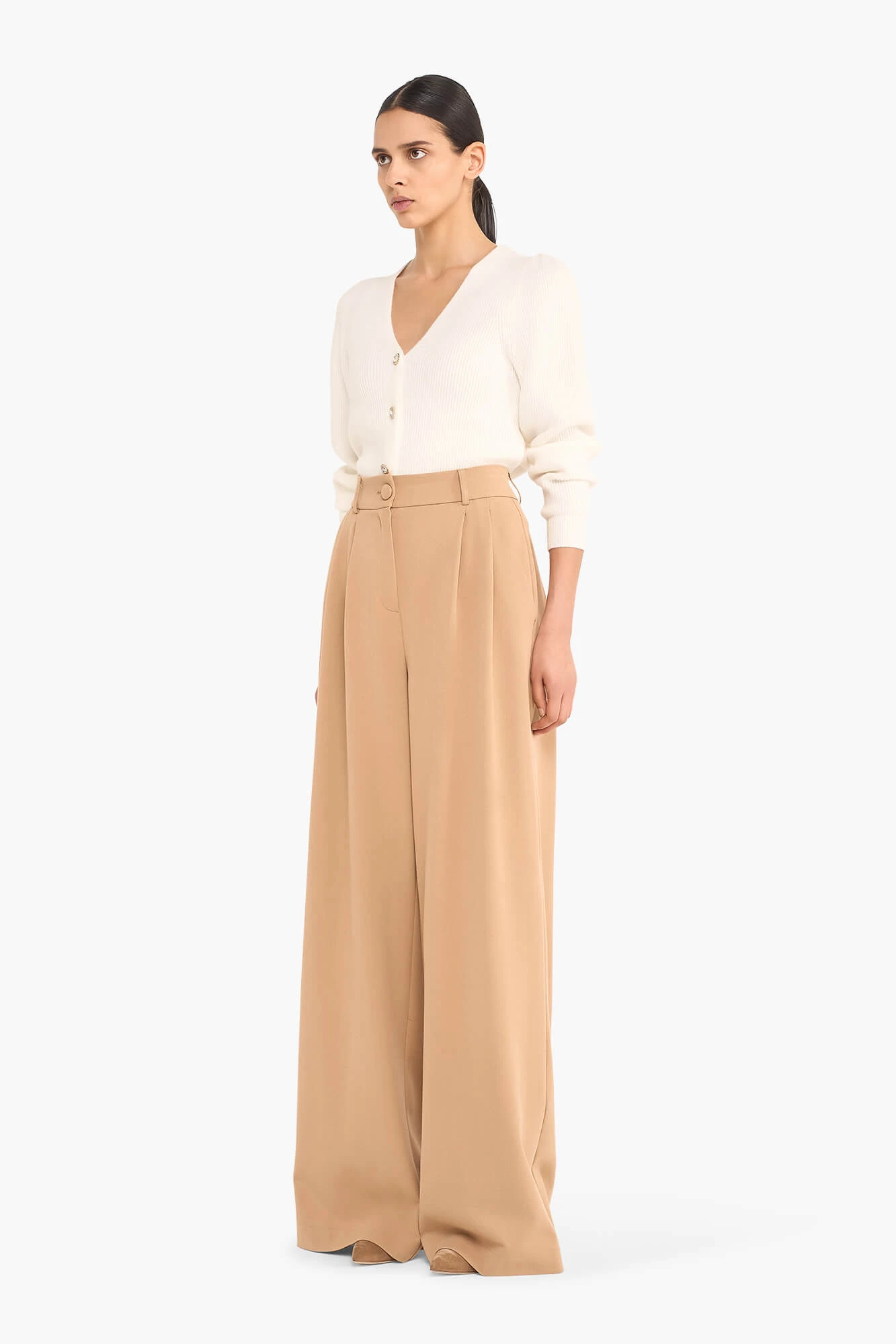 Broek Dames Wijde Pijp Dollar Beige