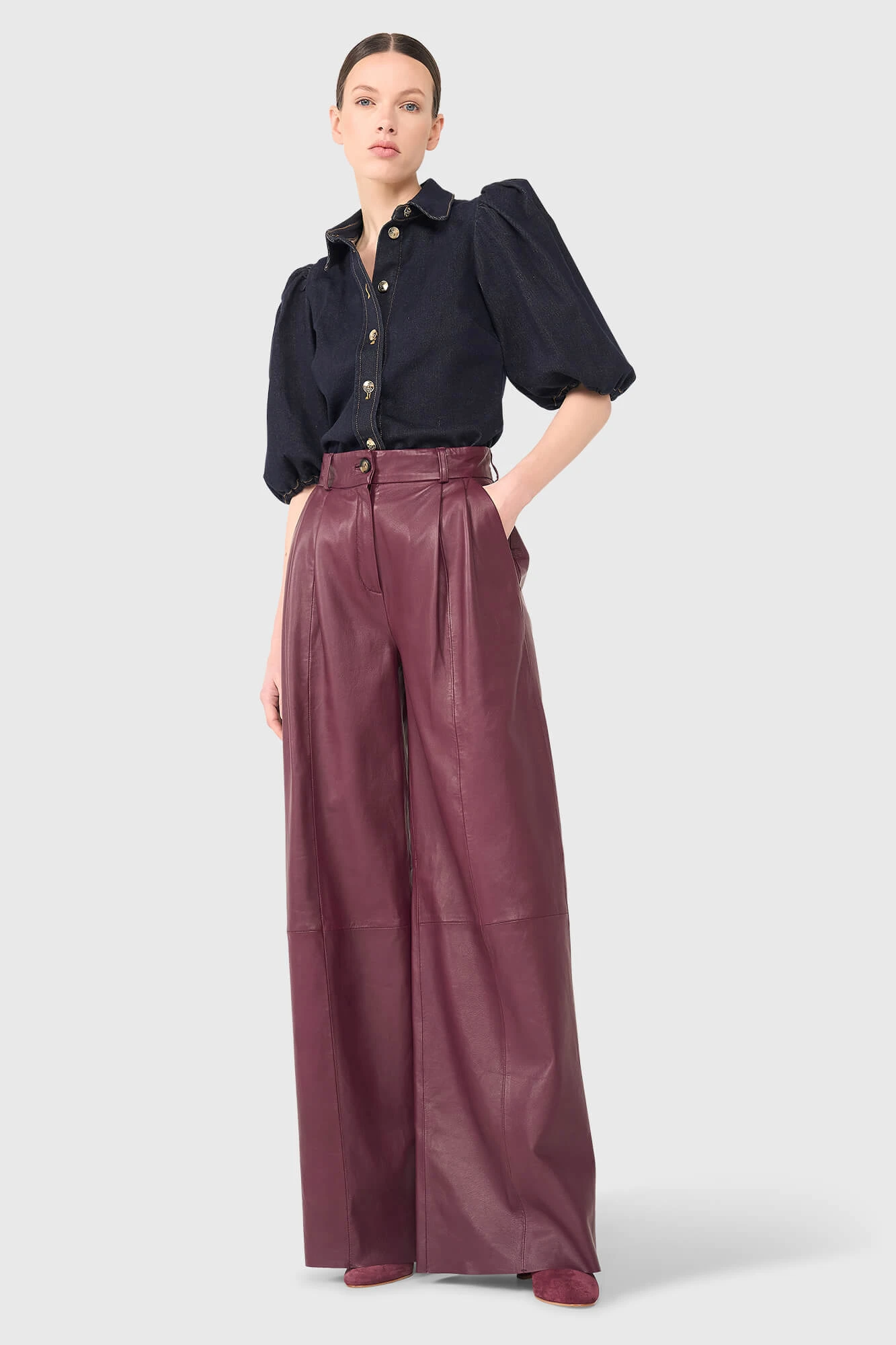 Dollar Burgundy Leer