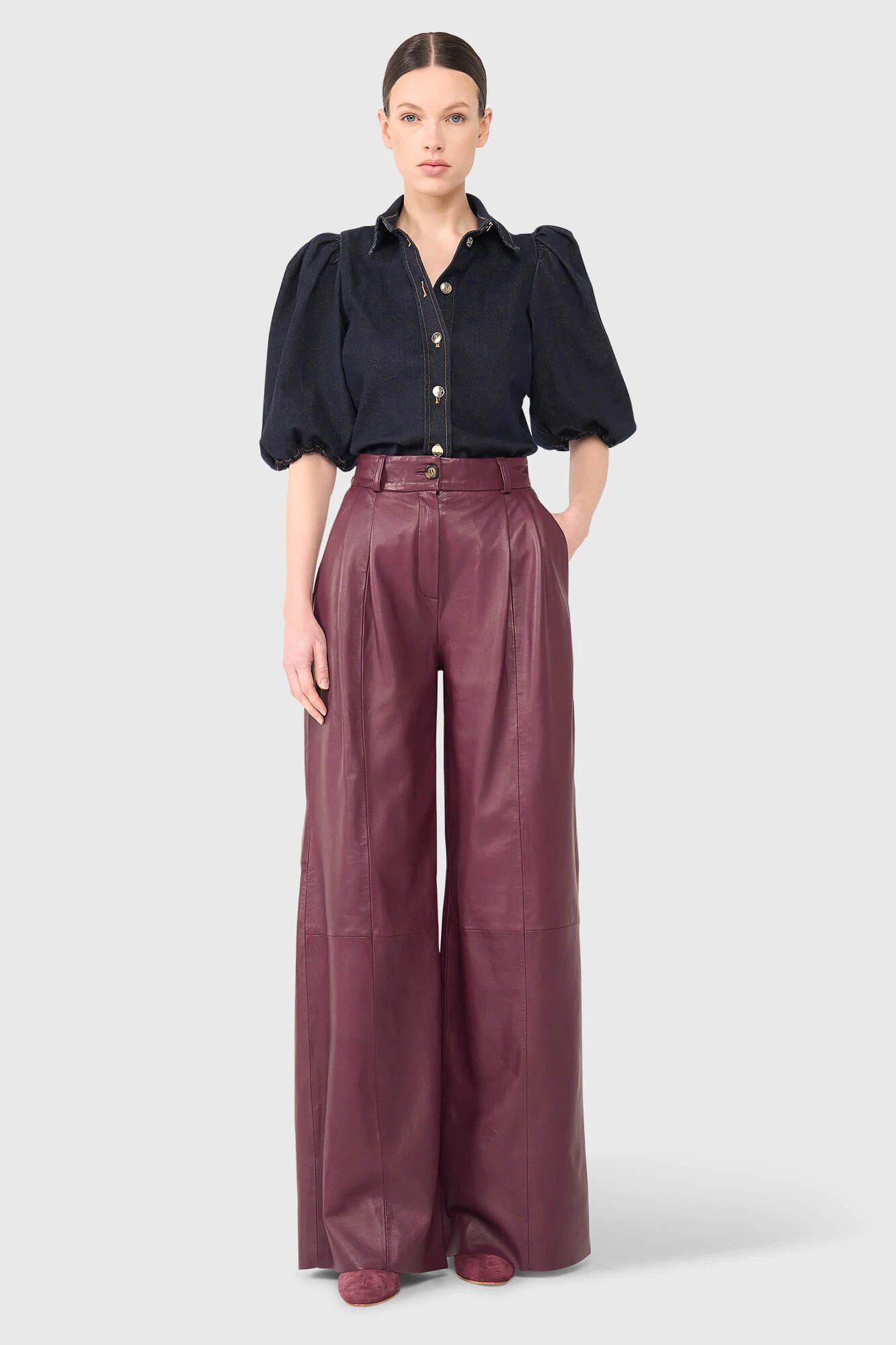 Dollar Burgundy Leer