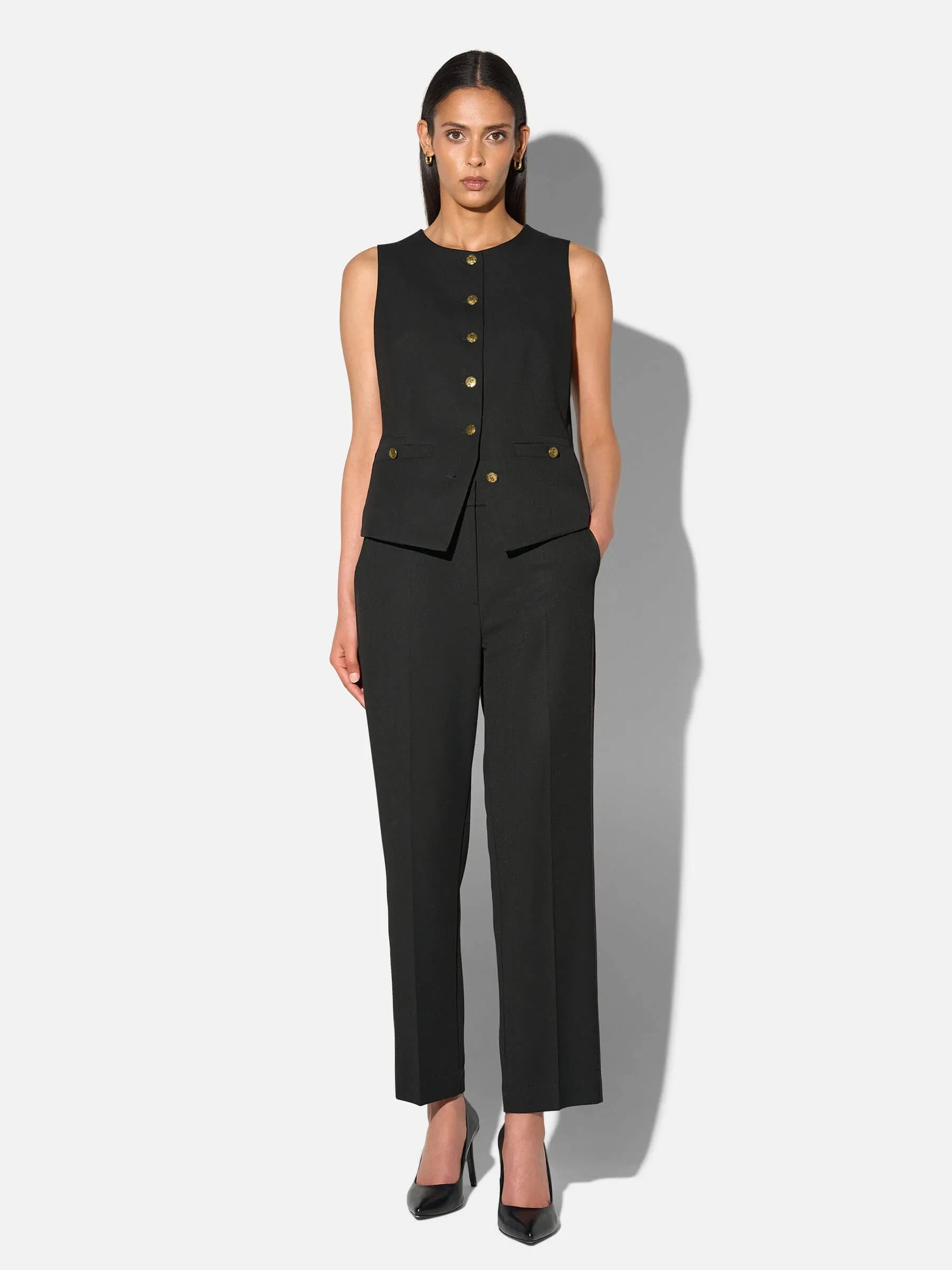 Broek Dames Rechte Pijp Cropped Zwart Sean