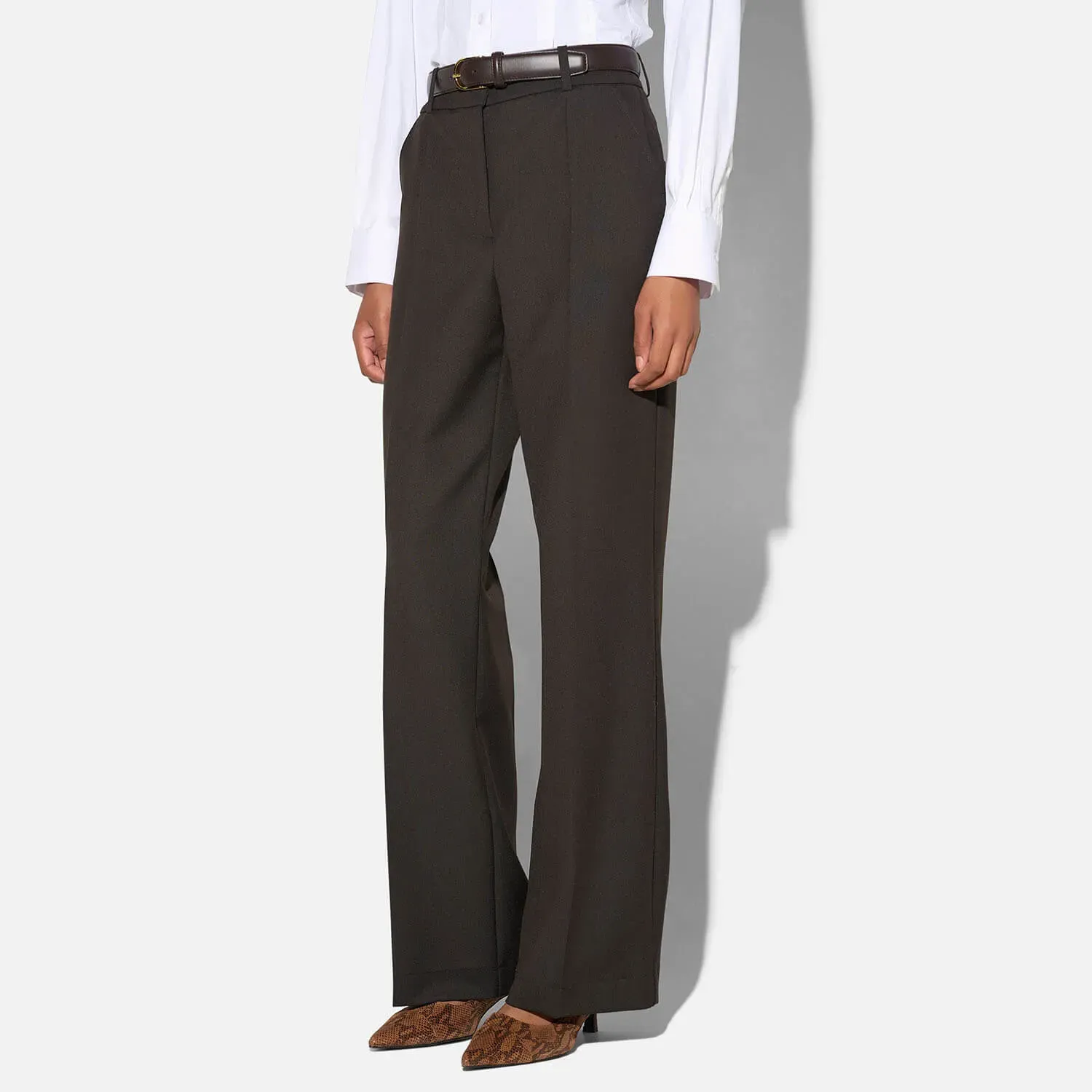 Broek Dames Rechte Wijde Pijp Bruin Emil