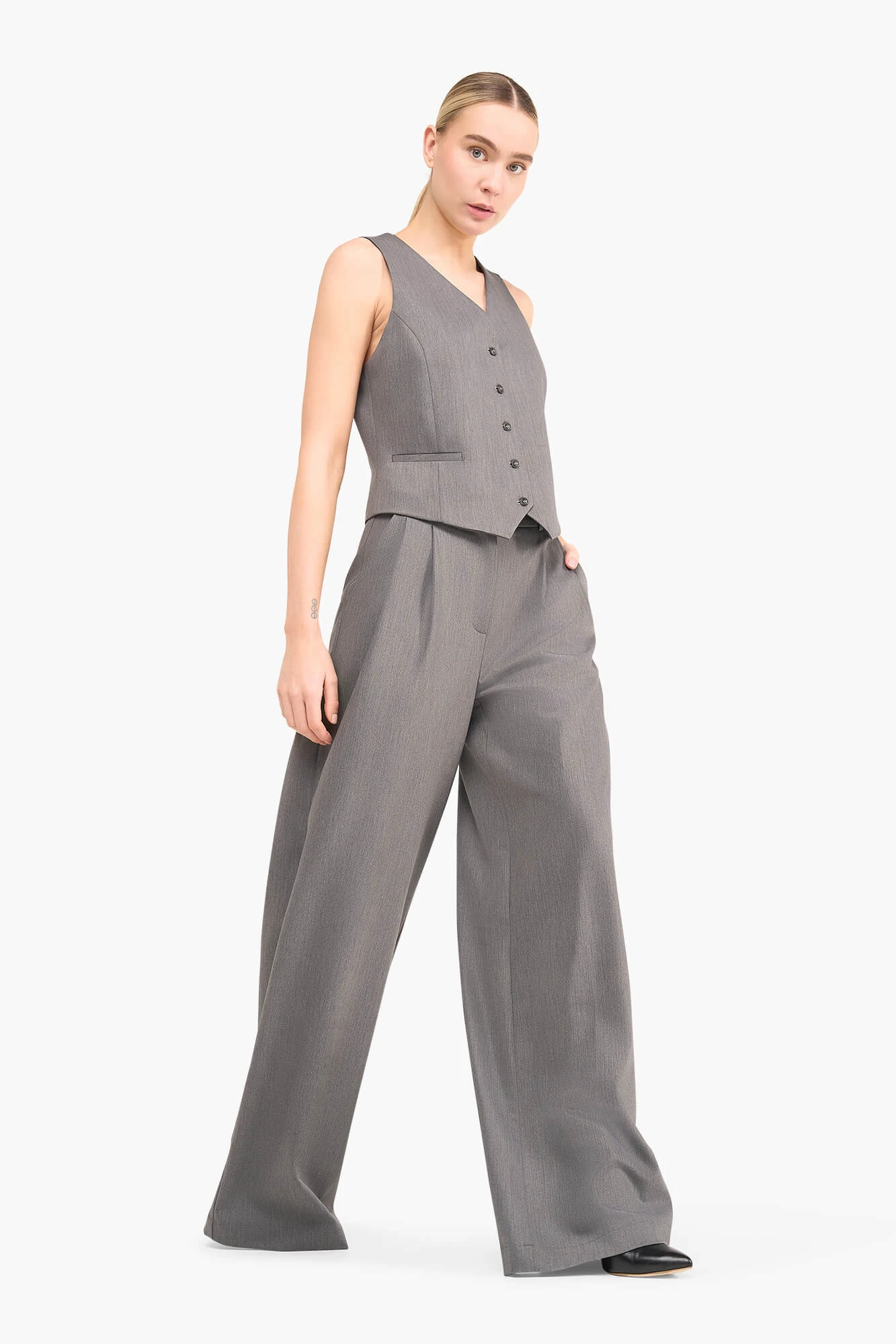 Broek Dames Wijde Pijp Dollar Grijs