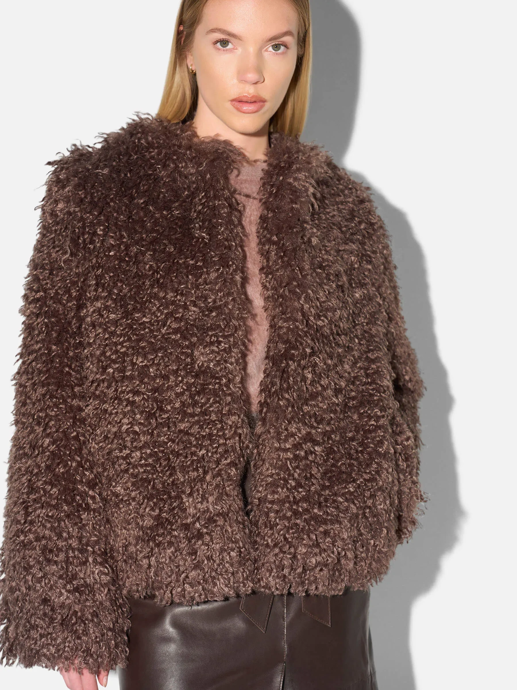 Bruin Vintage Faux Fur Dames Jas Reno