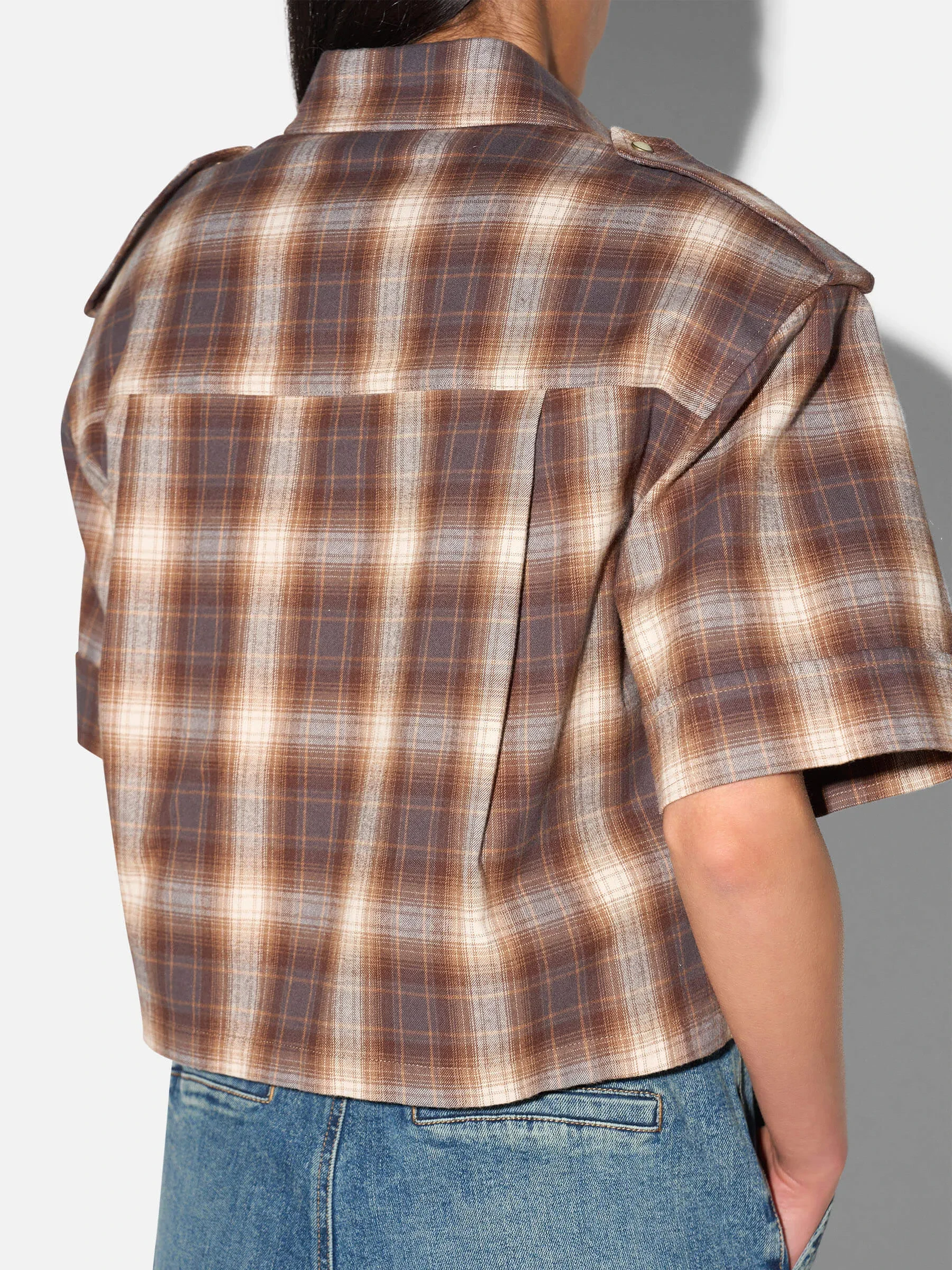 Bruine Ruiten Blouse Dames Spike