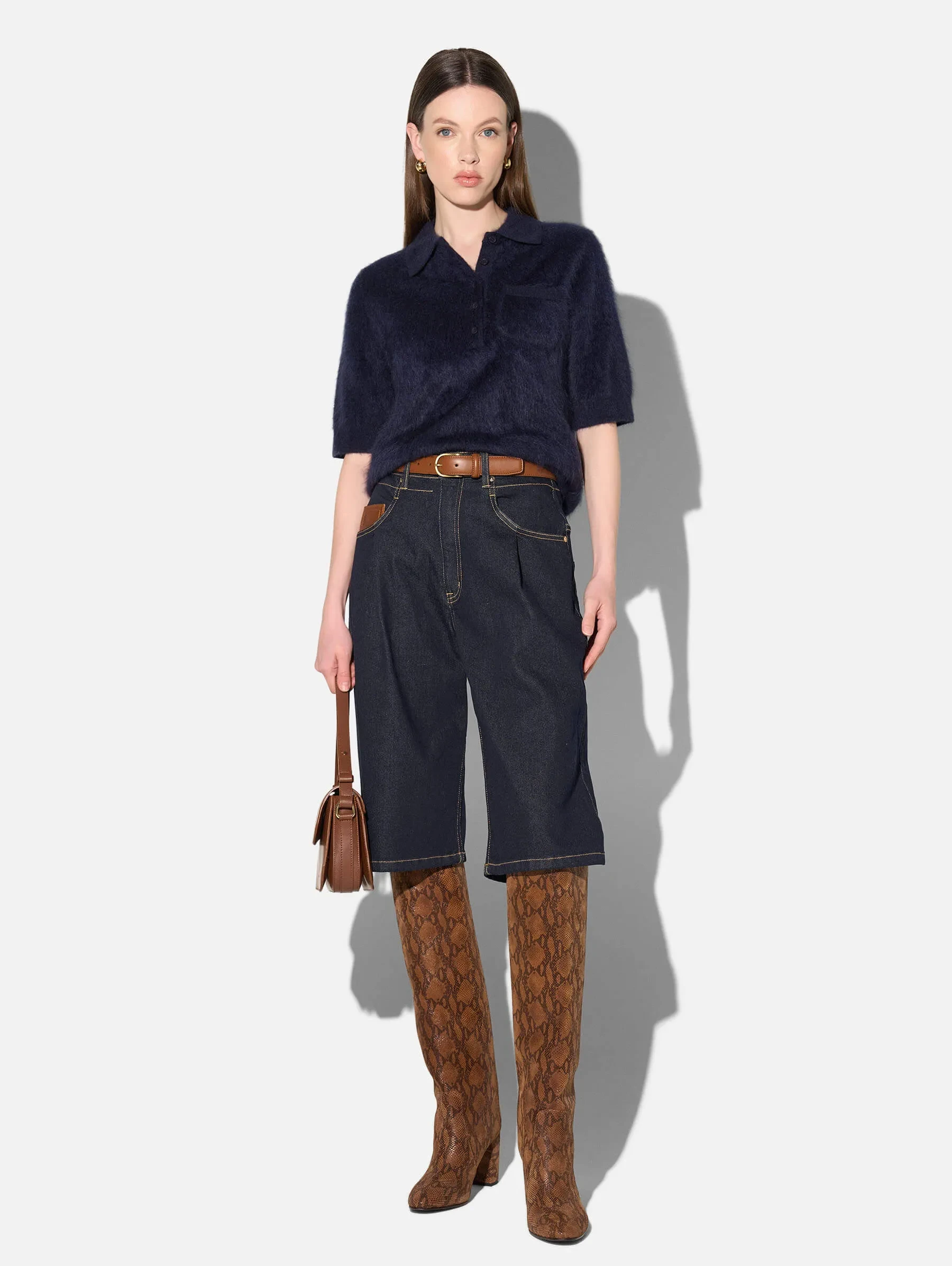 Brushed Cashmere Dames Polo Truitje Rebel Blauw