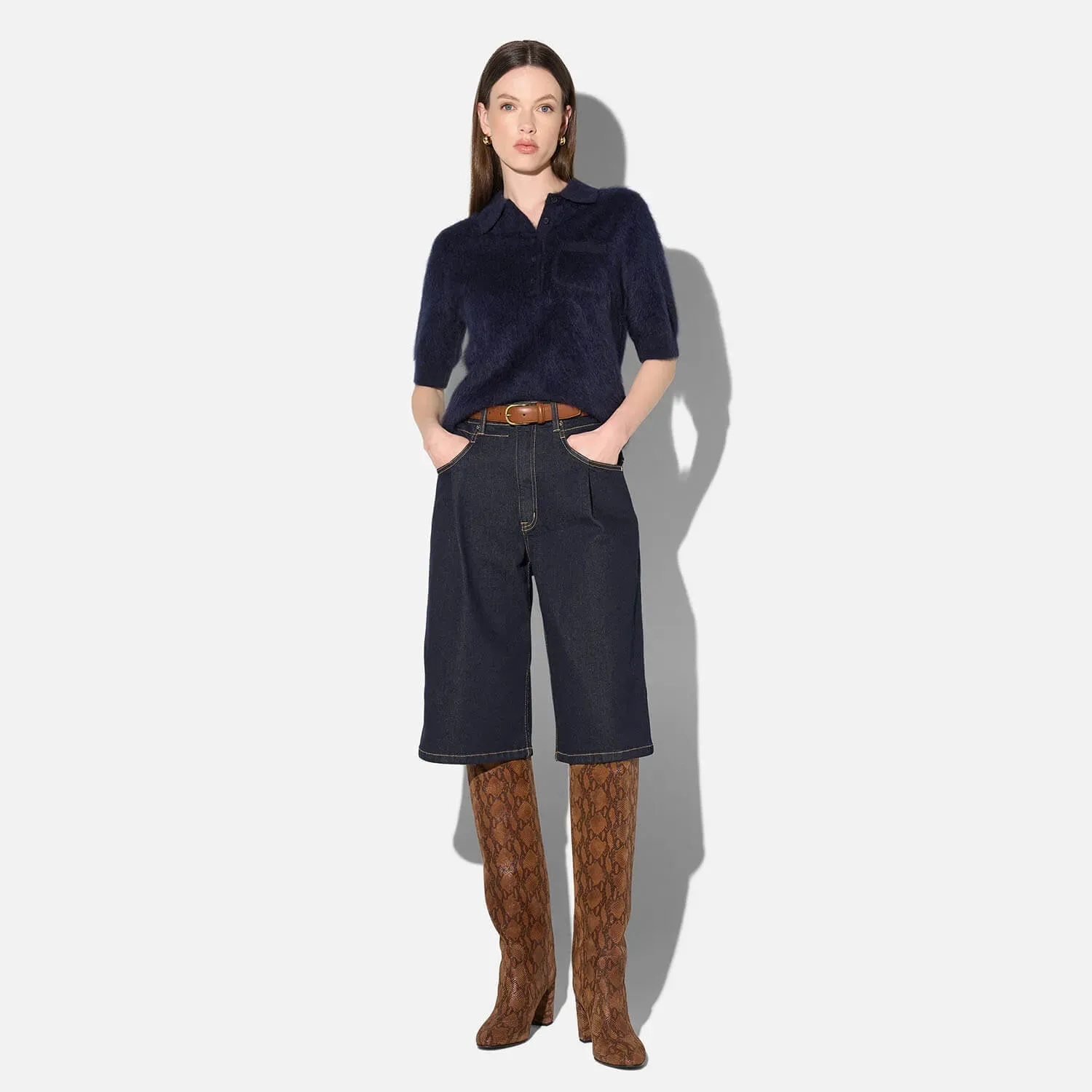 Brushed Cashmere Dames Polo Truitje Rebel Blauw