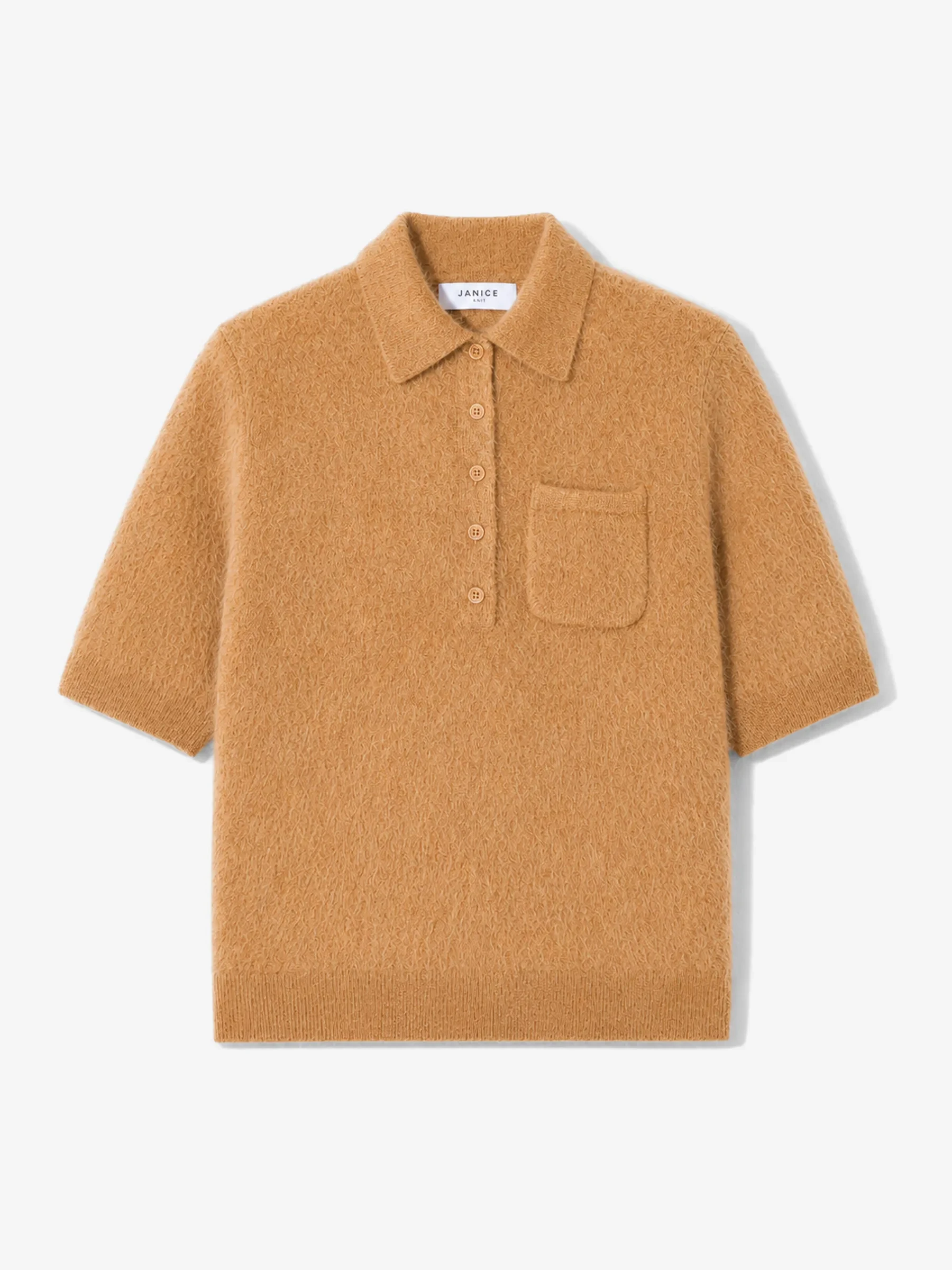Brushed Cashmere Dames Polo Truitje Rebel Camel