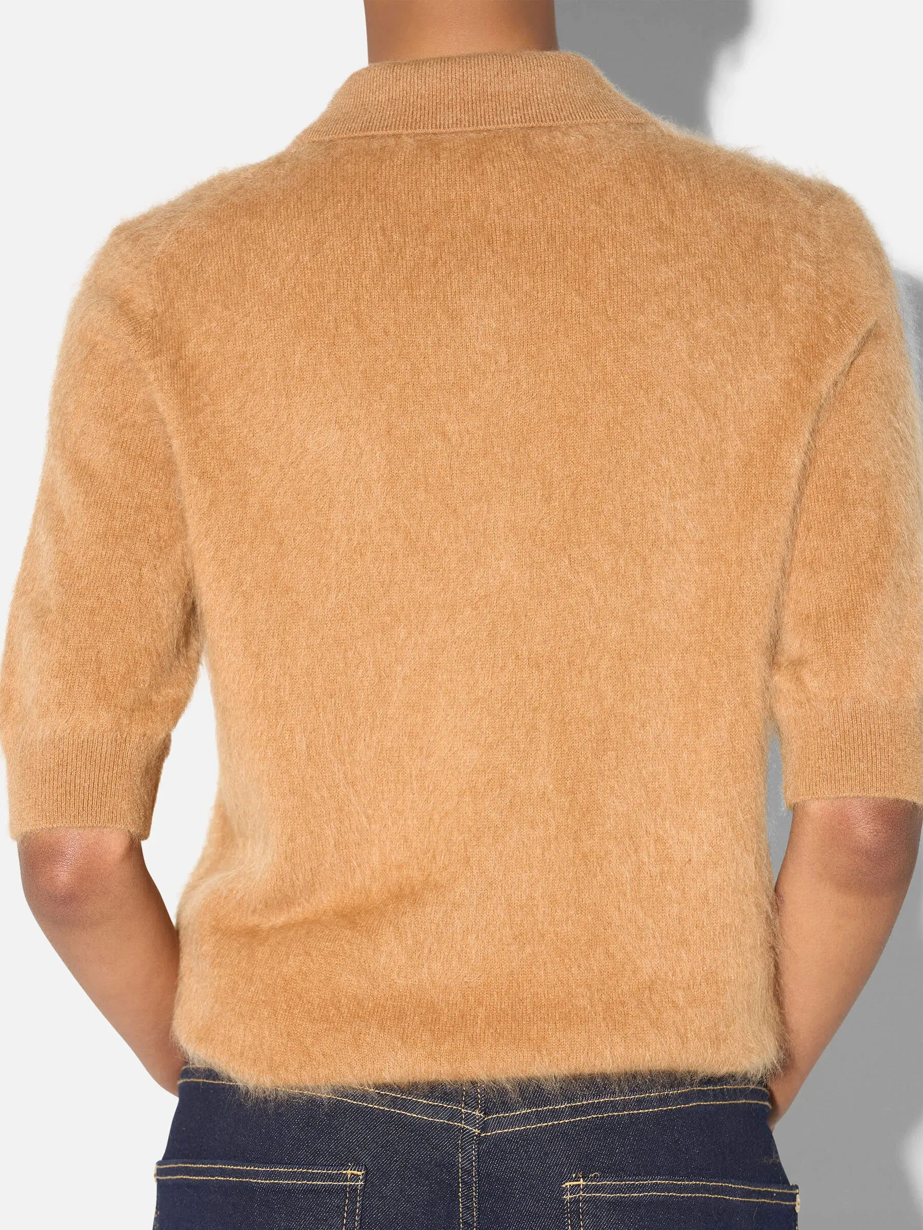 Brushed Cashmere Dames Polo Truitje Rebel Camel