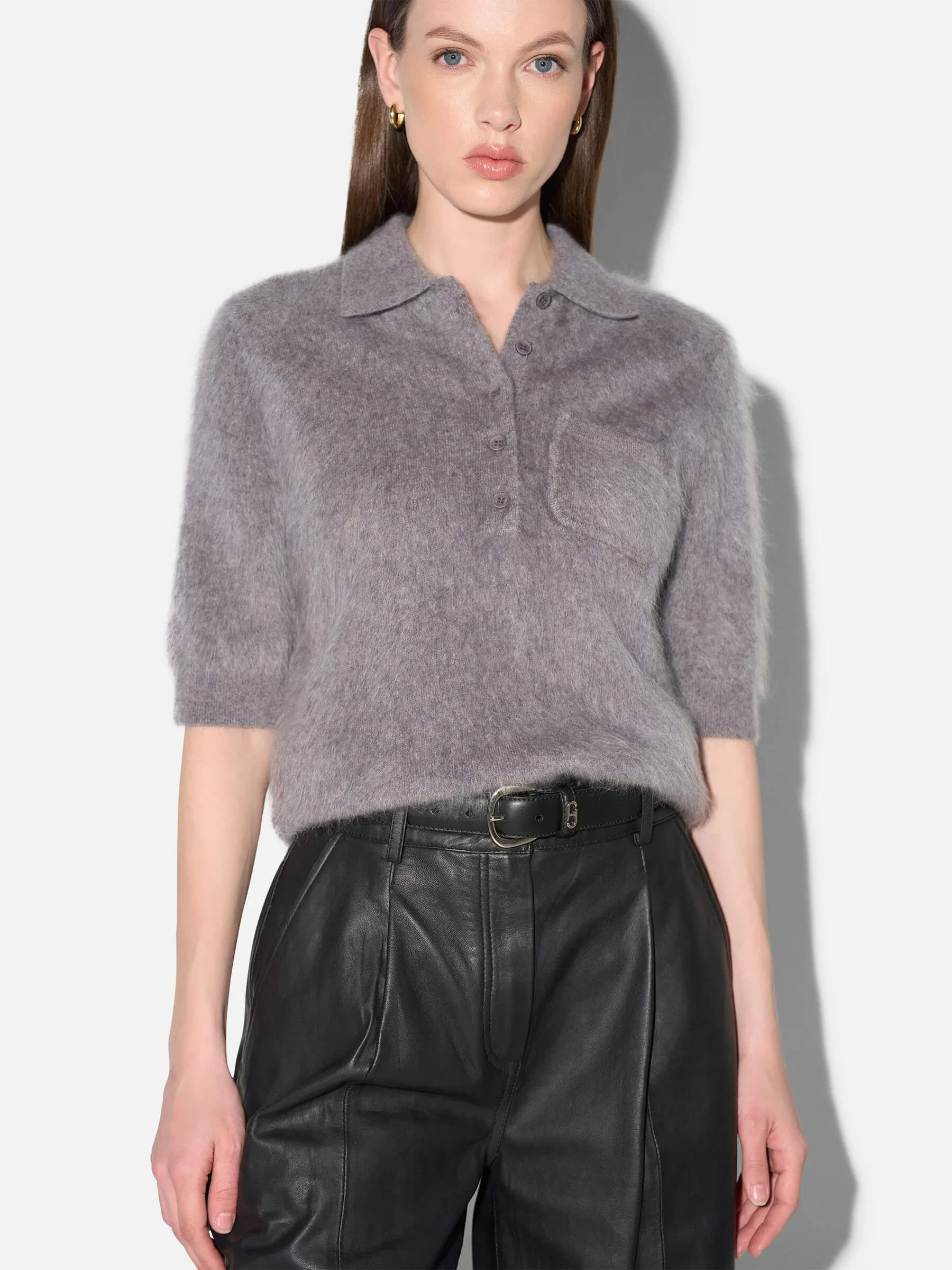 Brushed Cashmere Dames Polo Truitje Rebel Grijs