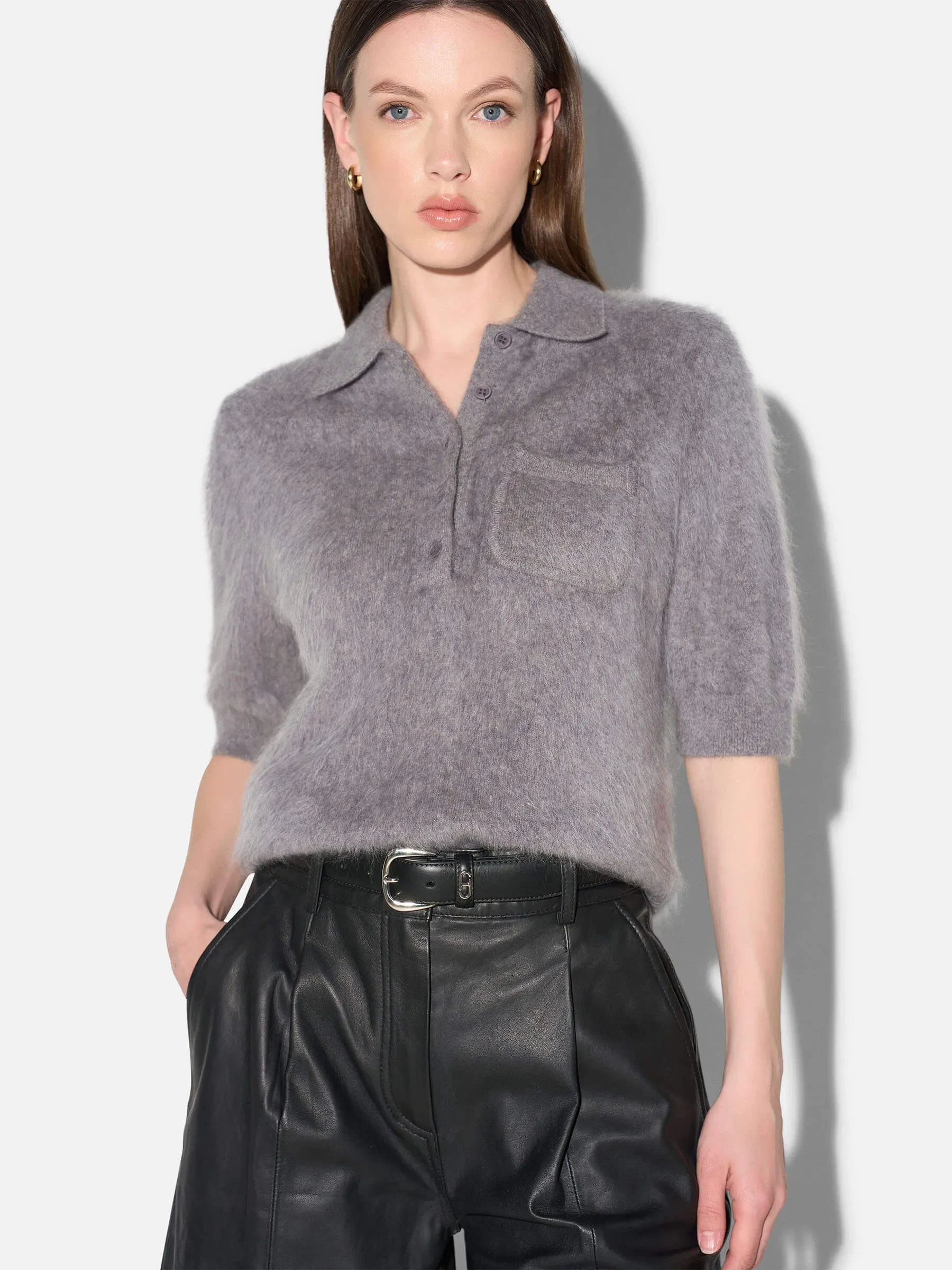 Brushed Cashmere Dames Polo Truitje Rebel Grijs