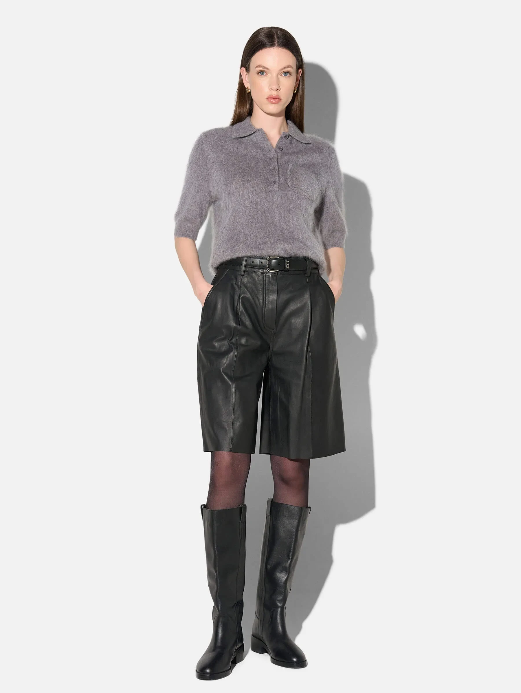 Brushed Cashmere Dames Polo Truitje Rebel Grijs