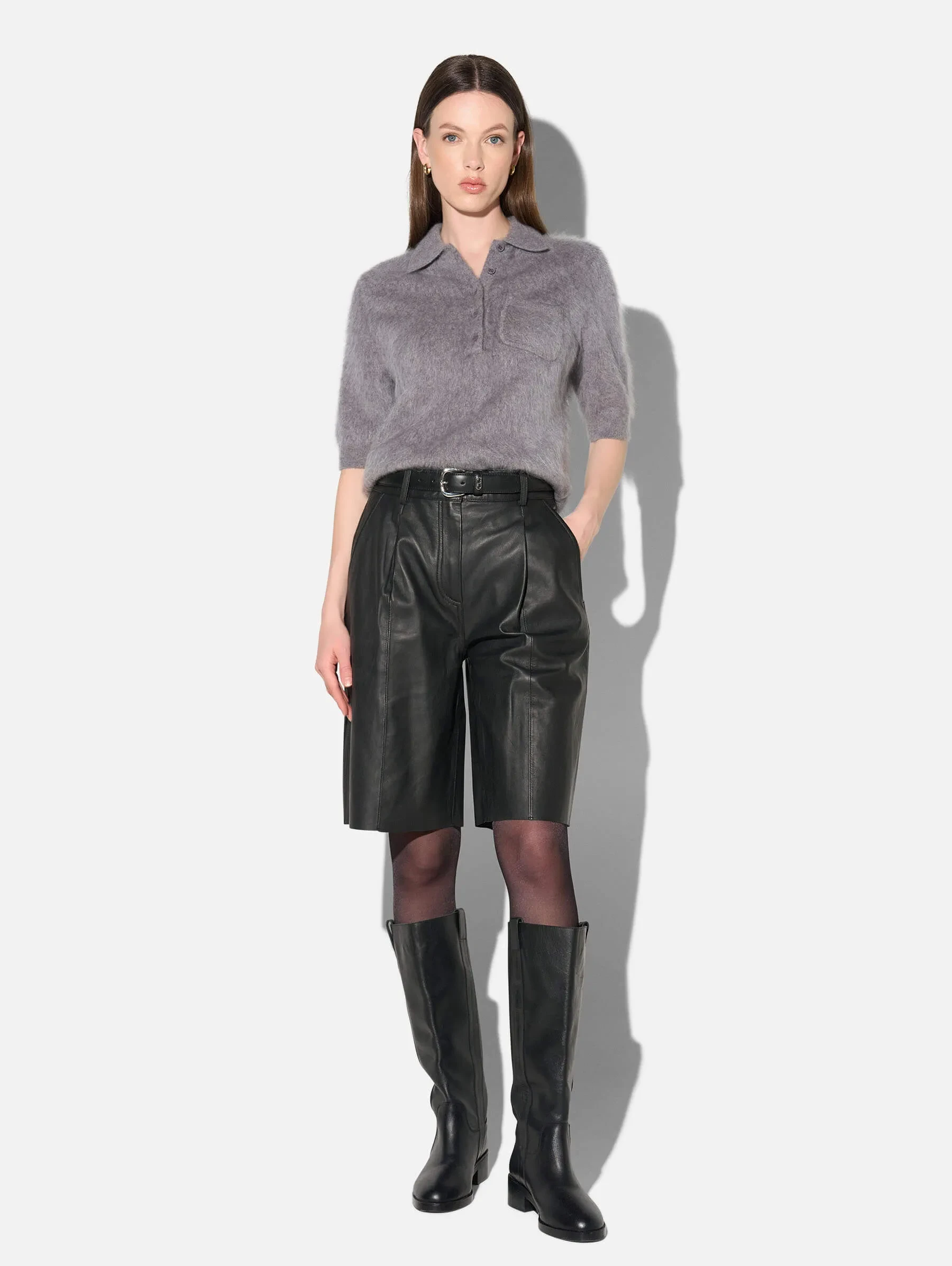Brushed Cashmere Dames Polo Truitje Rebel Grijs