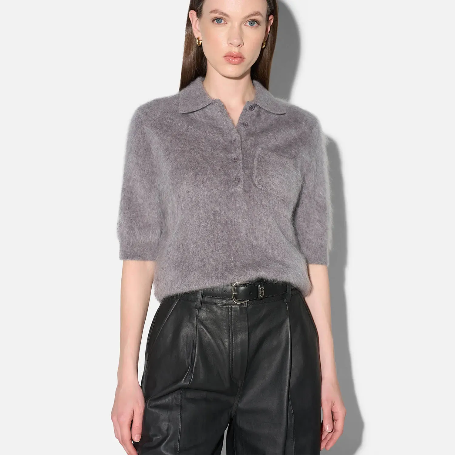 Brushed Cashmere Dames Polo Truitje Rebel Grijs
