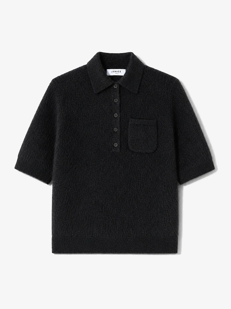 Brushed Cashmere Dames Polo Truitje Rebel Zwart