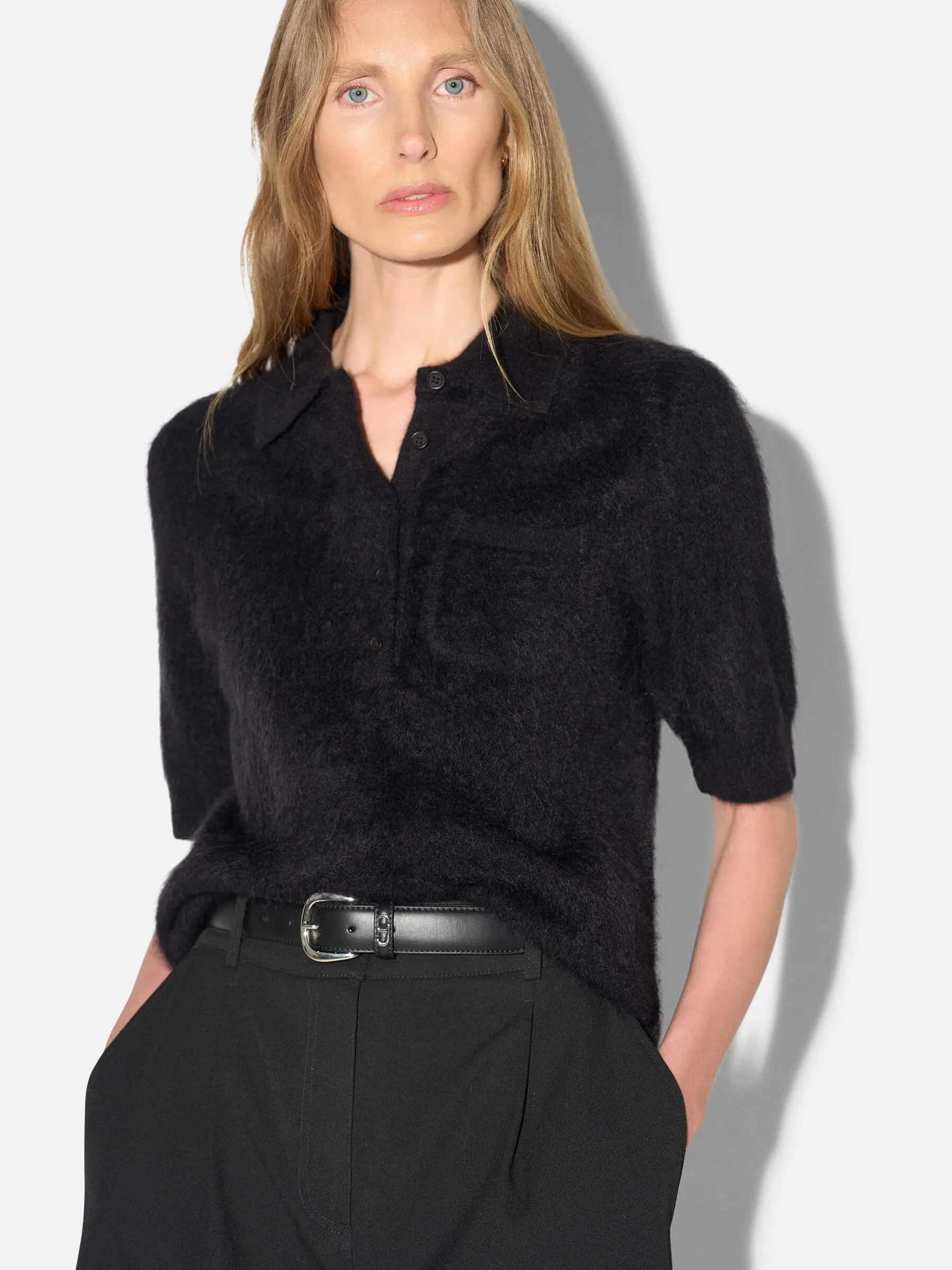 Brushed Cashmere Dames Polo Truitje Rebel Zwart