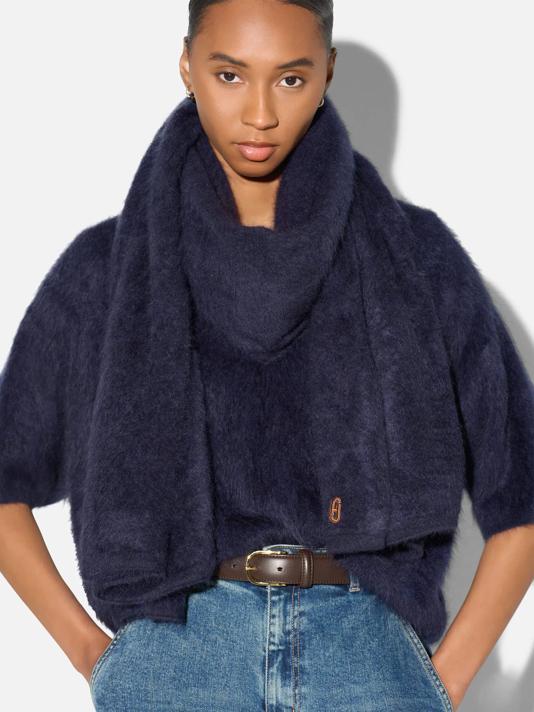 Brushed Cashmere Dames Sjaal Santos Blauw