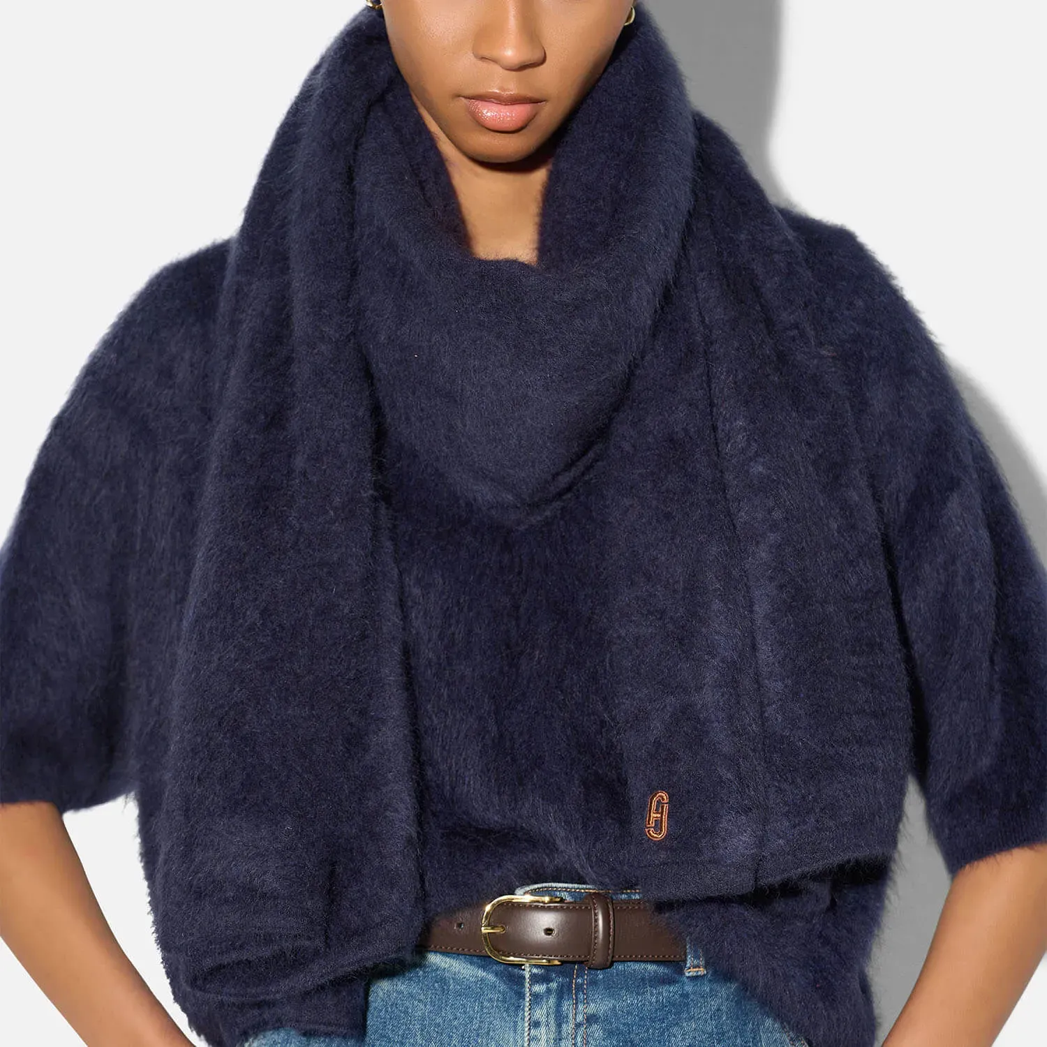 Brushed Cashmere Dames Sjaal Santos Blauw